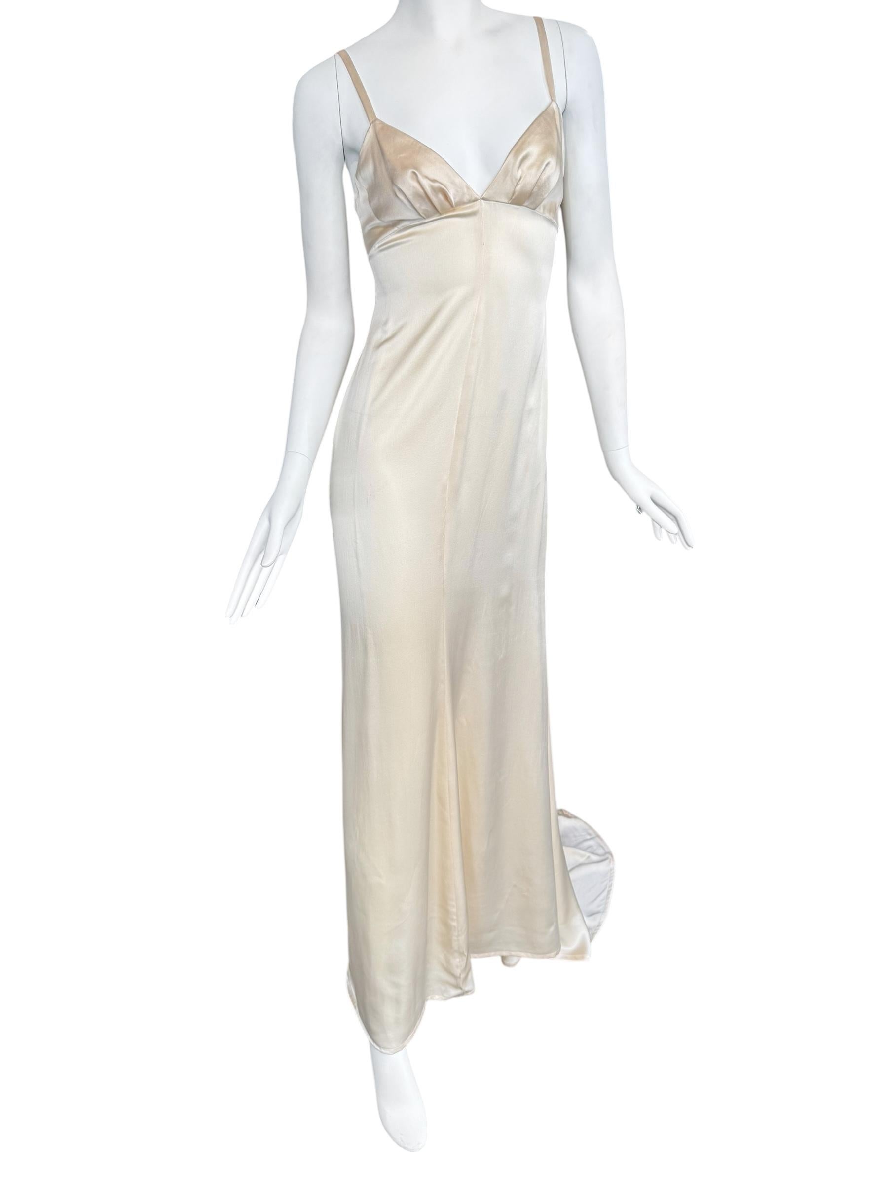 PLEIN SUD FAYÇAL AMOR ss1993 BEIGE SILK MAXI DRESS im Angebot 1