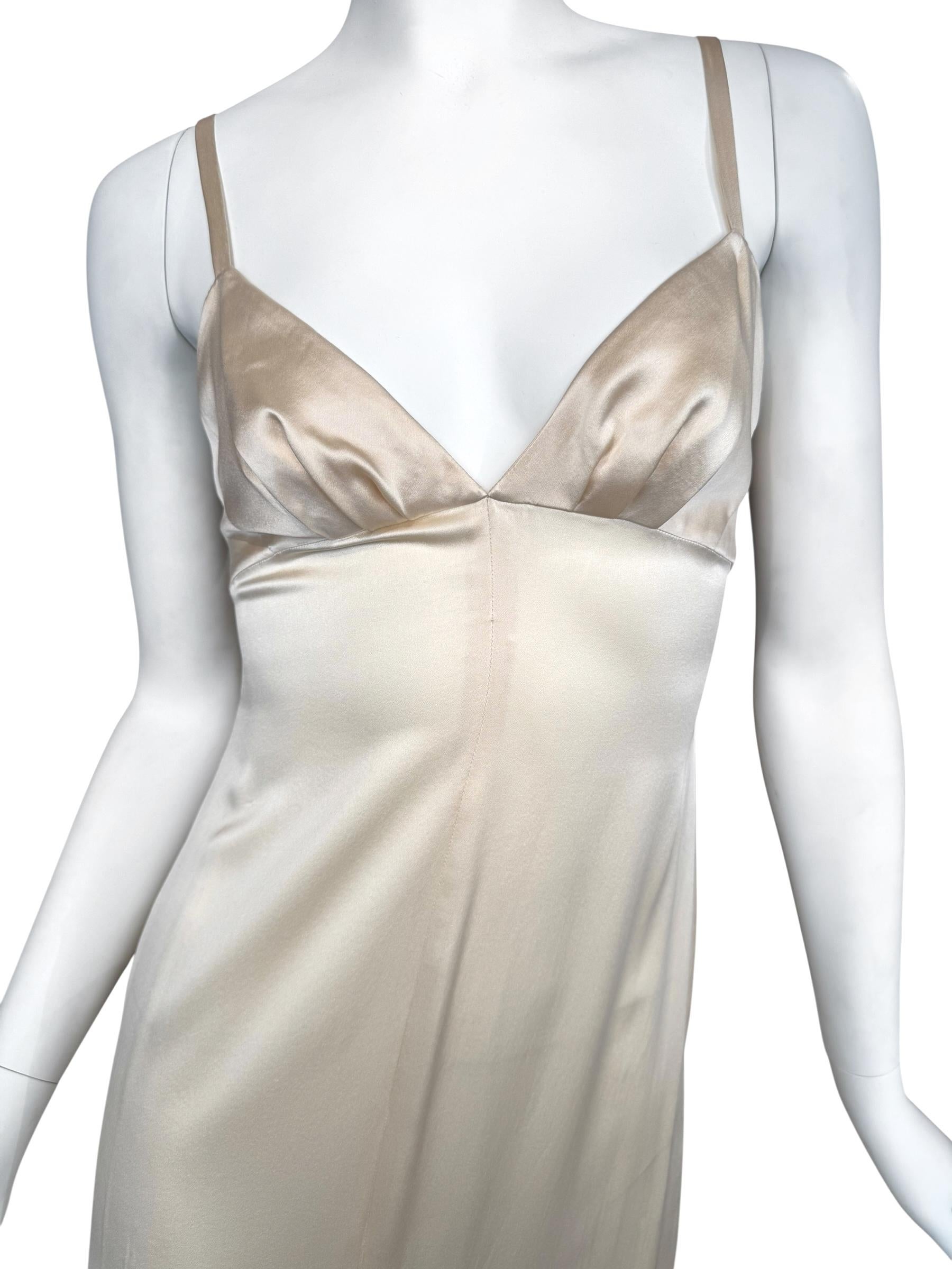 PLEIN SUD FAYÇAL AMOR ss1993 BEIGE SILK MAXI DRESS im Angebot 2