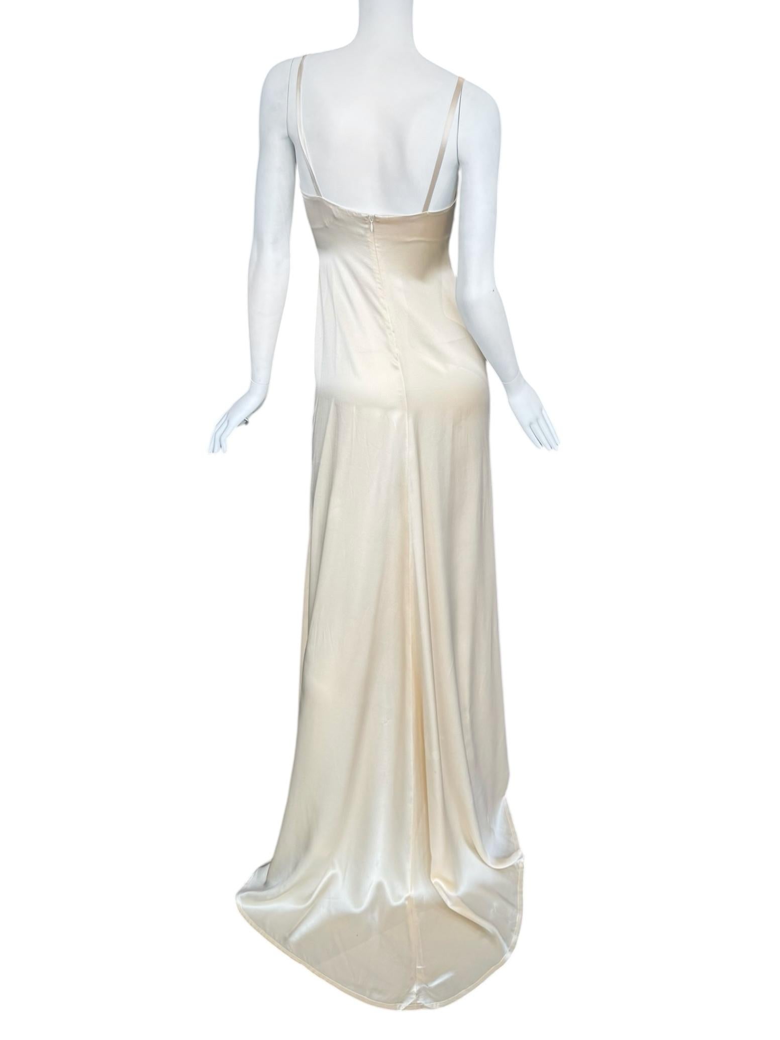 PLEIN SUD FAYÇAL AMOR ss1993 BEIGE SILK MAXI DRESS im Angebot 4