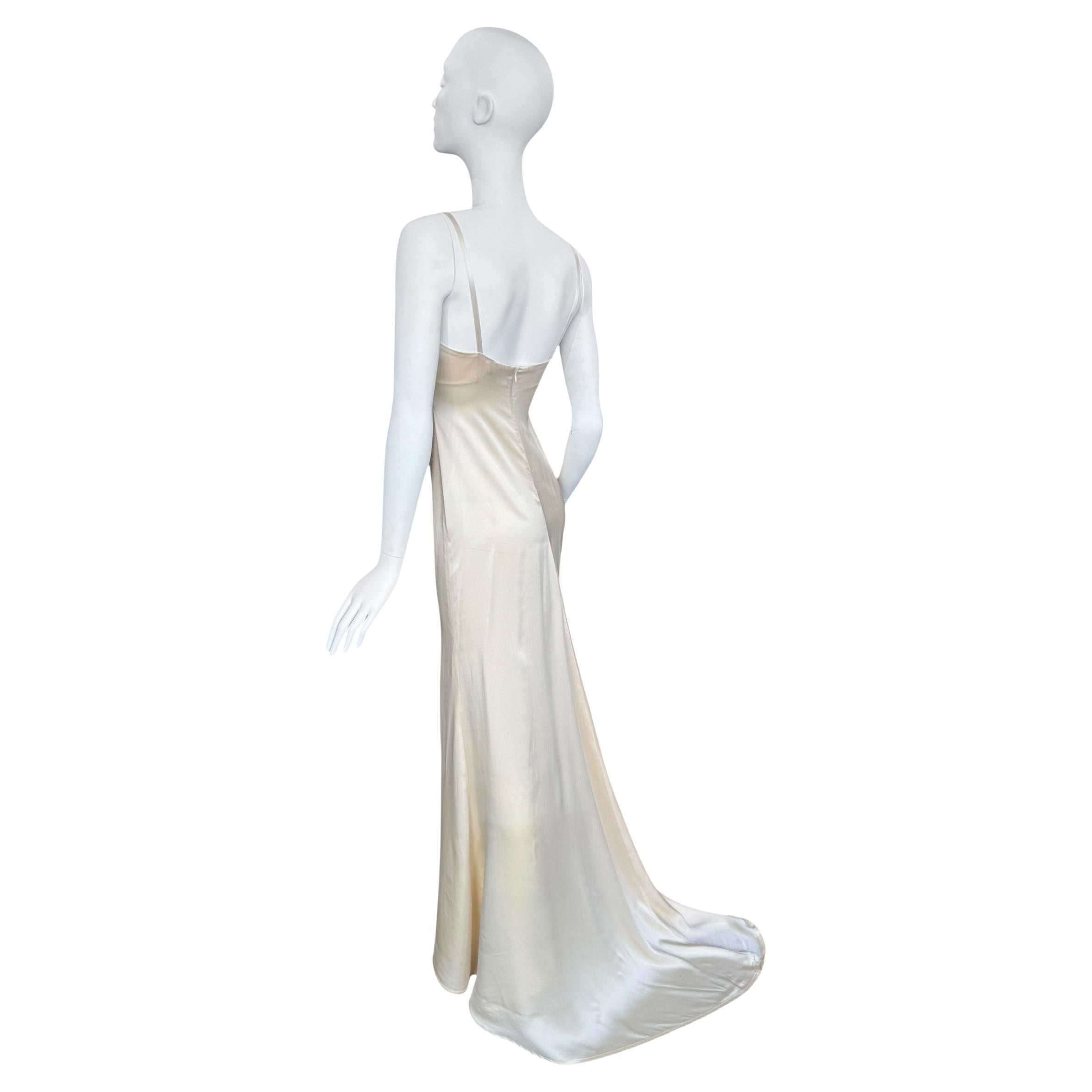 PLEIN SUD FAYÇAL AMOR ss1993 BEIGE SILK MAXI DRESS im Angebot