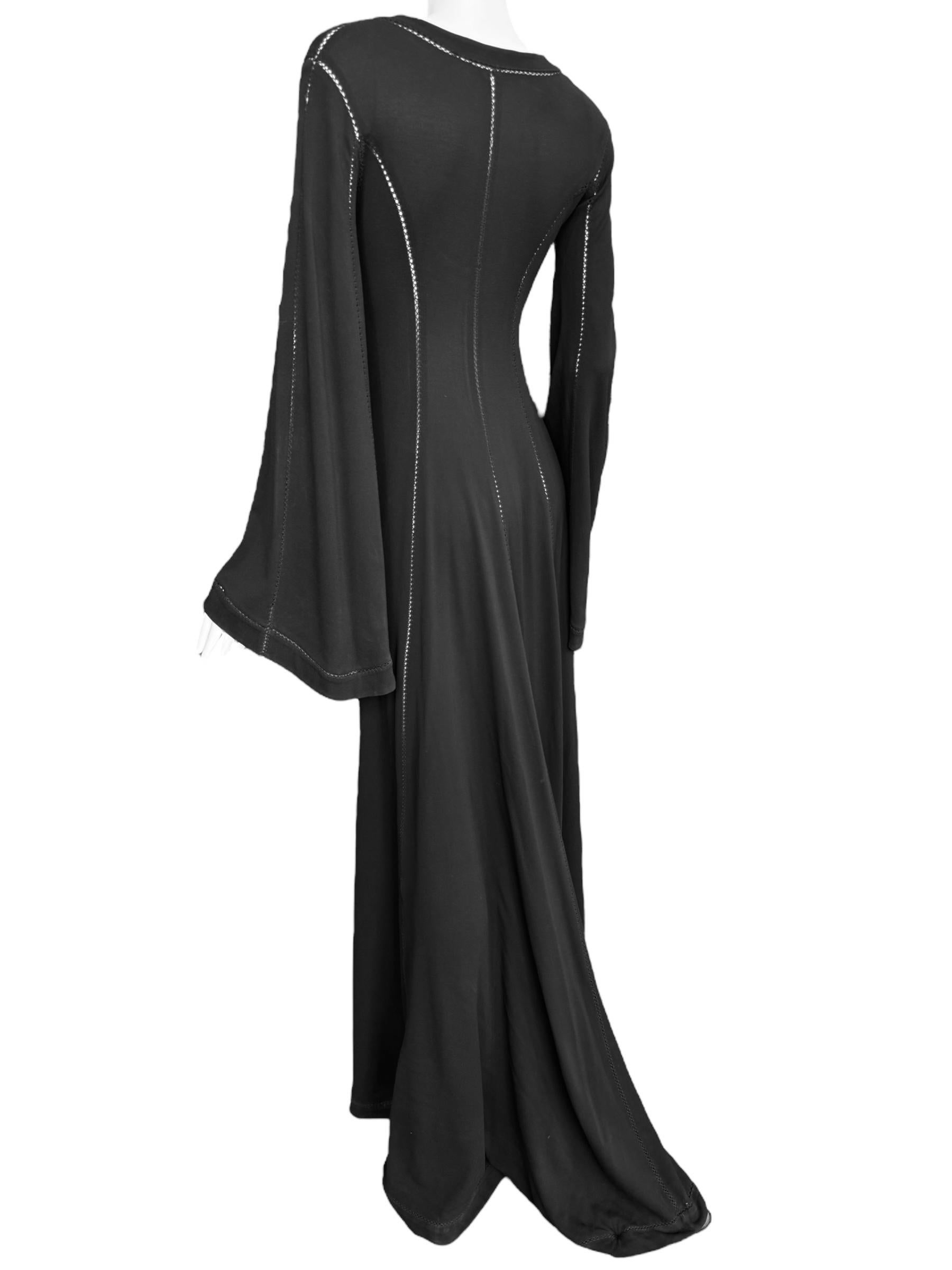 PLEIN SUD FAYÇAL AMOR ss1993 SCHWARZES PICOT STITCHING MAXI-KLEID im Angebot 5