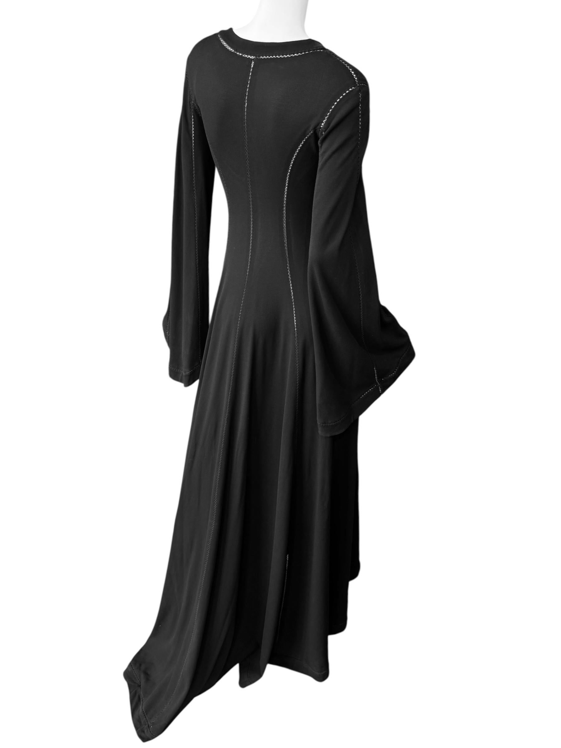 PLEIN SUD FAYÇAL AMOR ss1993 SCHWARZES PICOT STITCHING MAXI-KLEID im Angebot 6