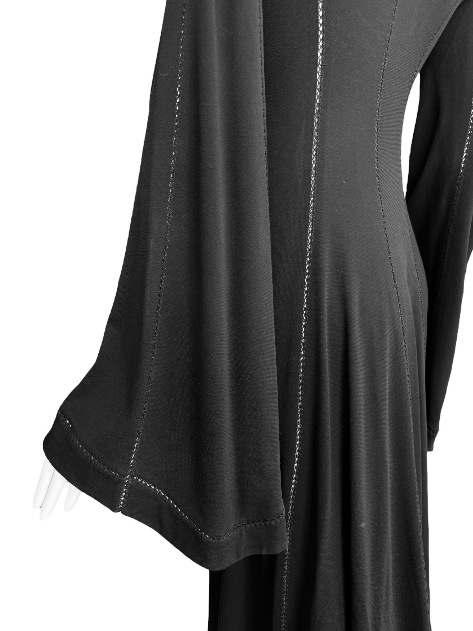PLEIN SUD FAYÇAL AMOR ss1993 SCHWARZES PICOT STITCHING MAXI-KLEID im Angebot 8