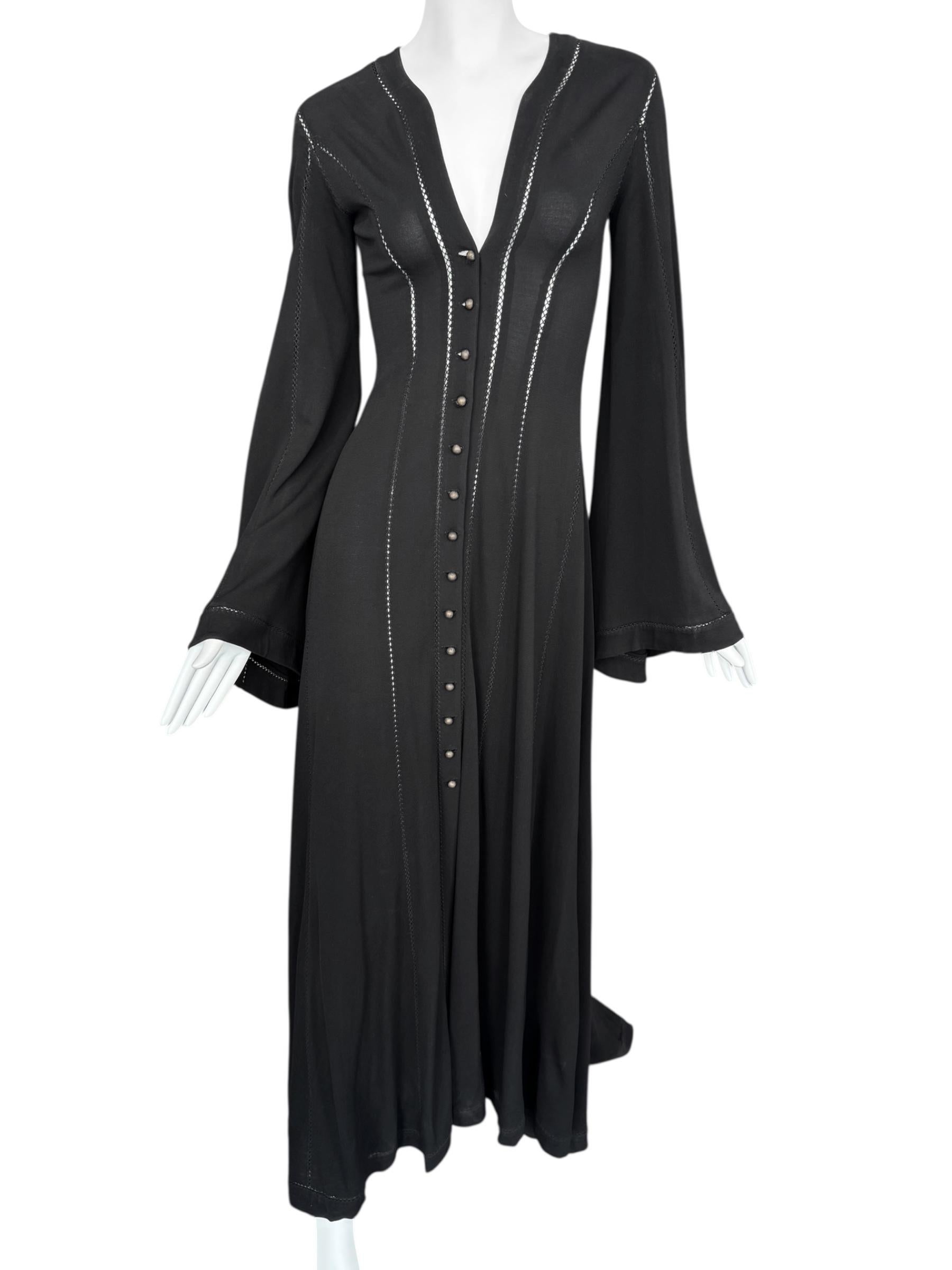 PLEIN SUD FAYÇAL AMOR ss1993 SCHWARZES PICOT STITCHING MAXI-KLEID (Schwarz) im Angebot