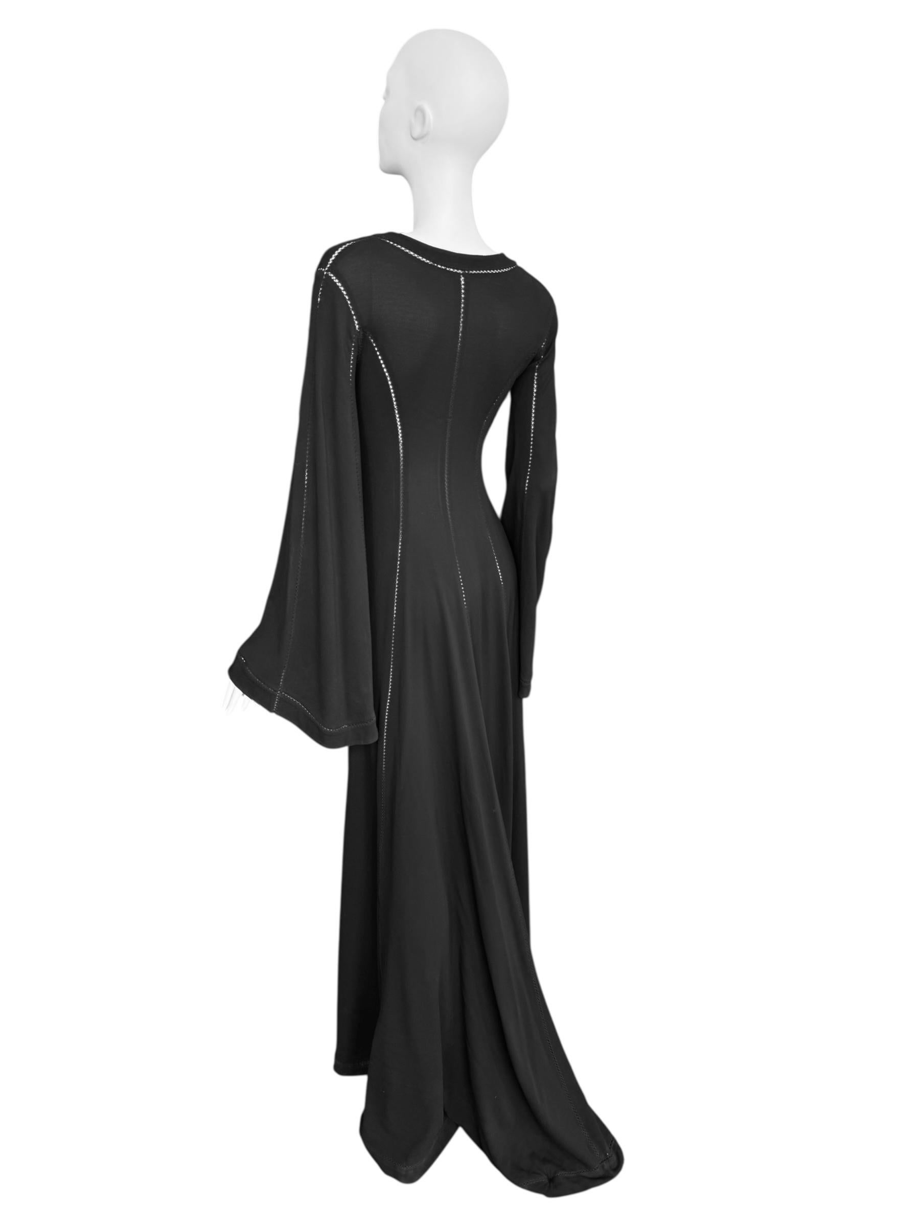 PLEIN SUD FAYÇAL AMOR ss1993 SCHWARZES PICOT STITCHING MAXI-KLEID im Angebot 3