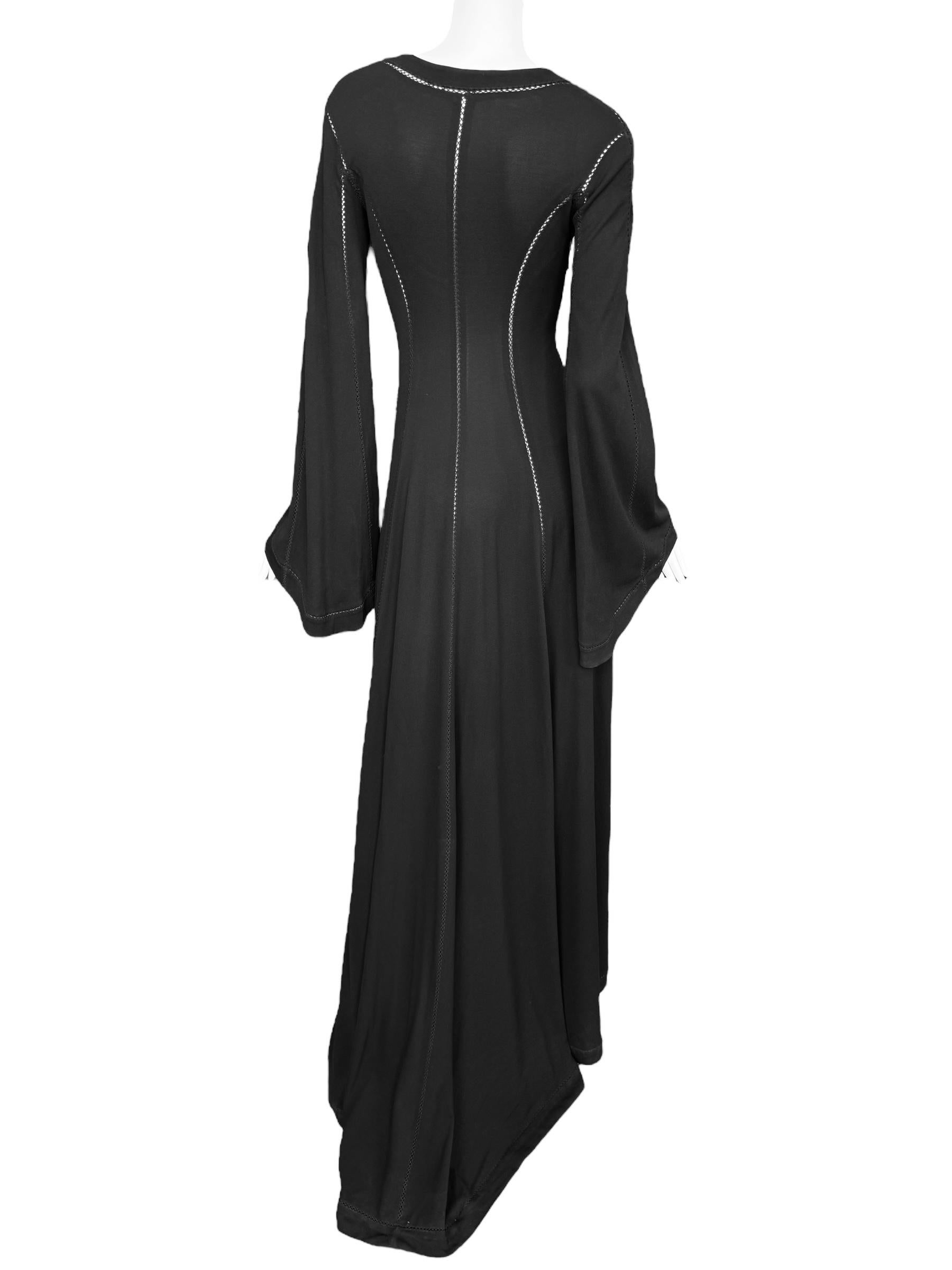 PLEIN SUD FAYÇAL AMOR ss1993 SCHWARZES PICOT STITCHING MAXI-KLEID im Angebot 4