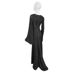 PLEIN SUD FAYÇAL AMOR ss1993 SCHWARZES PICOT STITCHING MAXI-KLEID