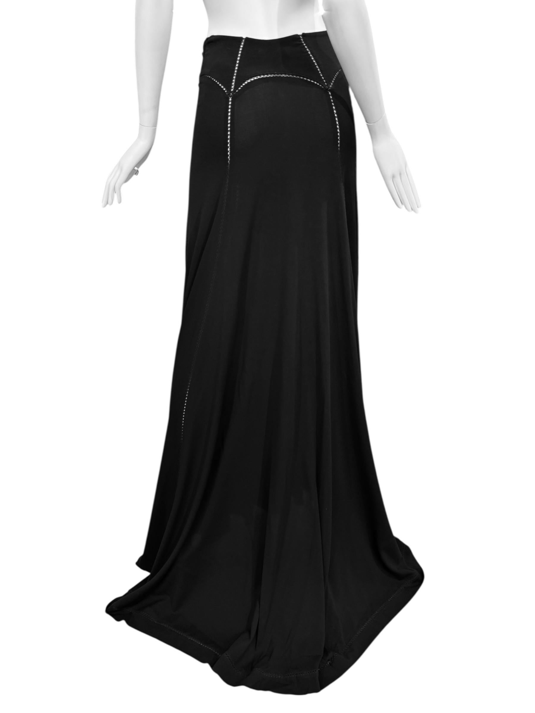 Women's PLEIN SUD FAYÇAL AMOR ss1993 BLACK PICOT STITCHING MAXI SKIRT For Sale