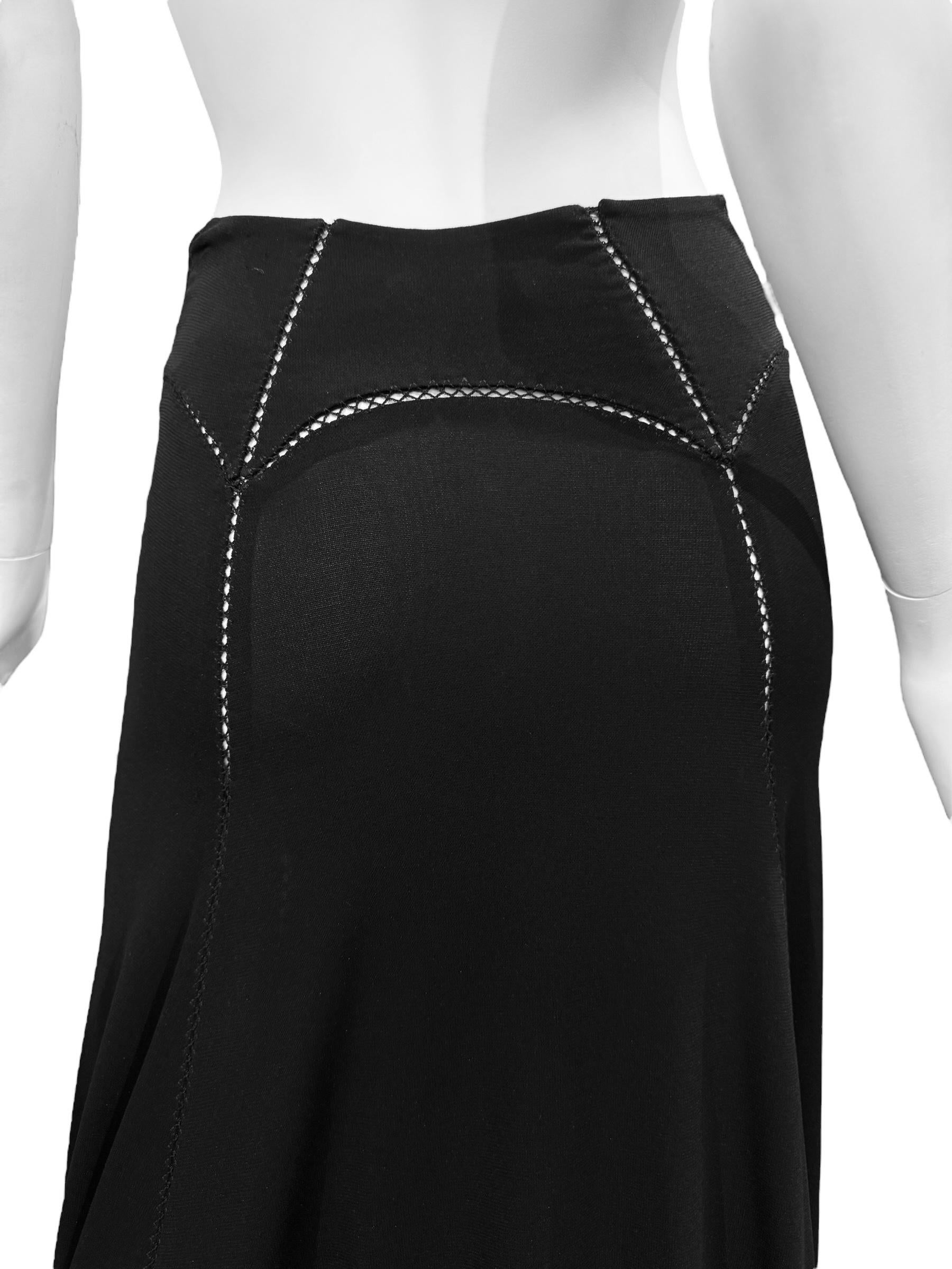 PLEIN SUD FAYÇAL AMOR ss1993 BLACK PICOT STITCHING MAXI SKIRT For Sale 3