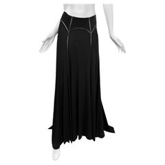 PLEIN SUD FAYÇAL AMOR ss1993 BLACK PICOT STITCHING MAXI SKIRT