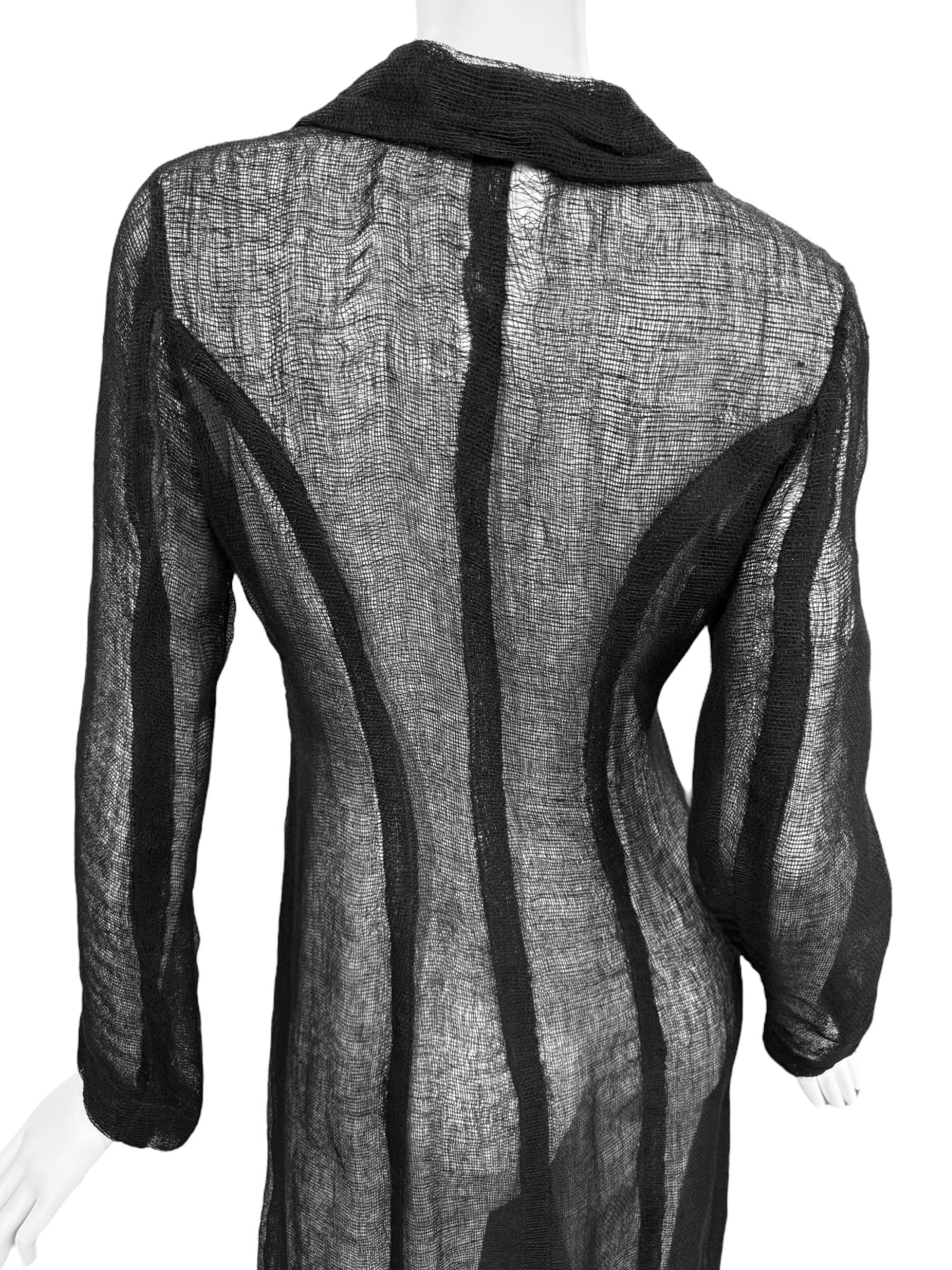 PLEIN SUD FAYÇAL AMOR ss1993 SCHWARZER RAW JUTE MAXI COAT im Angebot 5