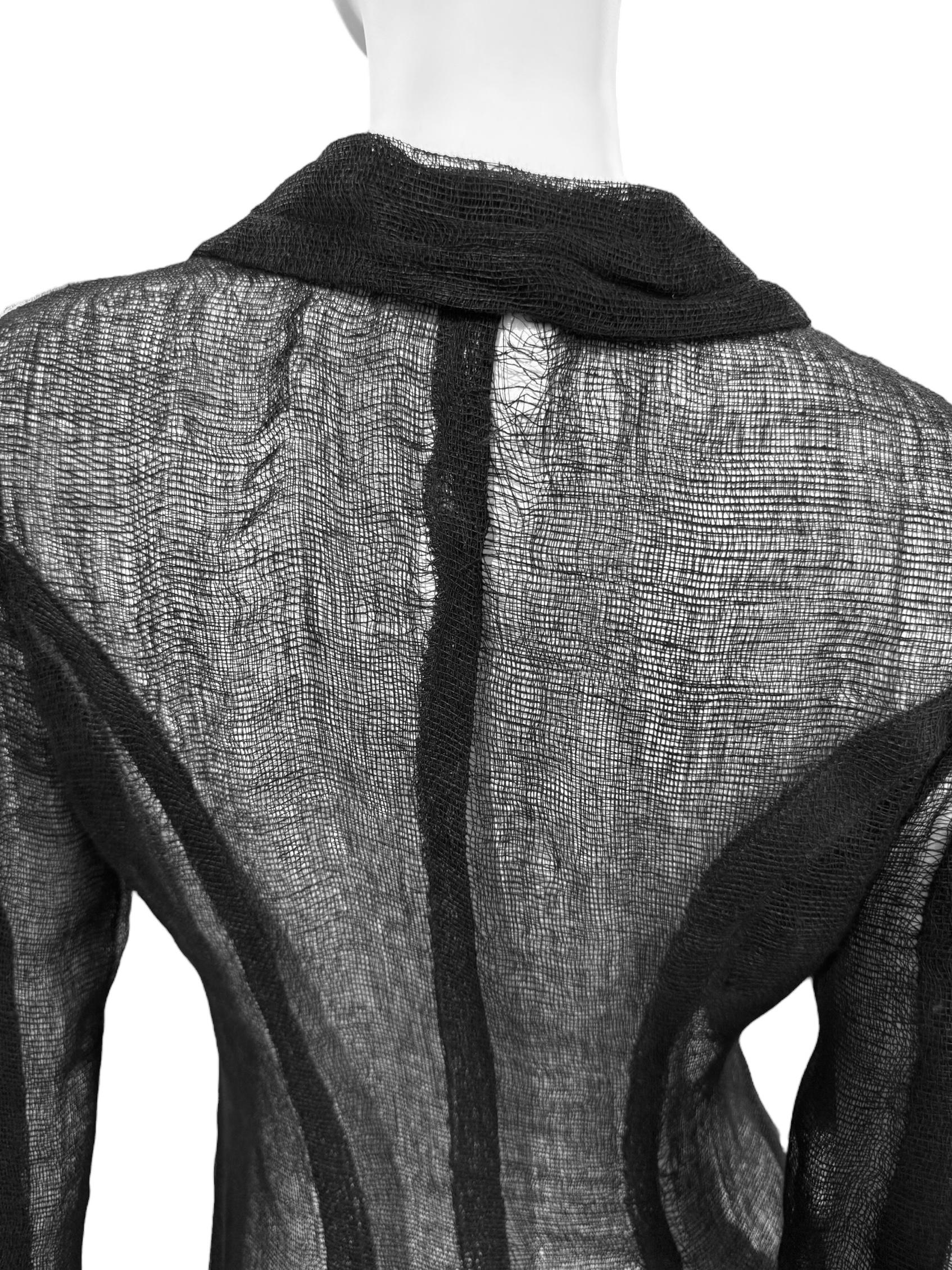 PLEIN SUD FAYÇAL AMOR ss1993 SCHWARZER RAW JUTE MAXI COAT im Angebot 6