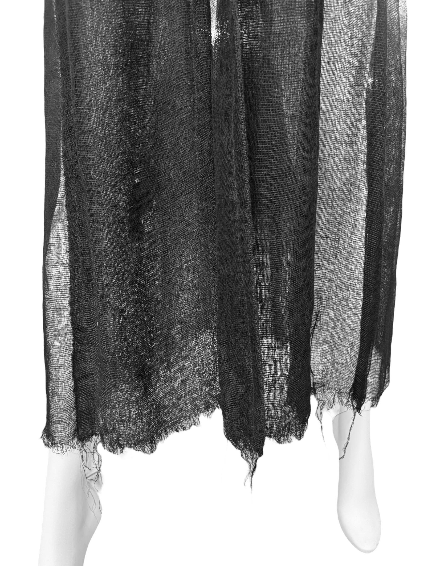 PLEIN SUD FAYÇAL AMOR ss1993 SCHWARZER RAW JUTE MAXI COAT im Angebot 7