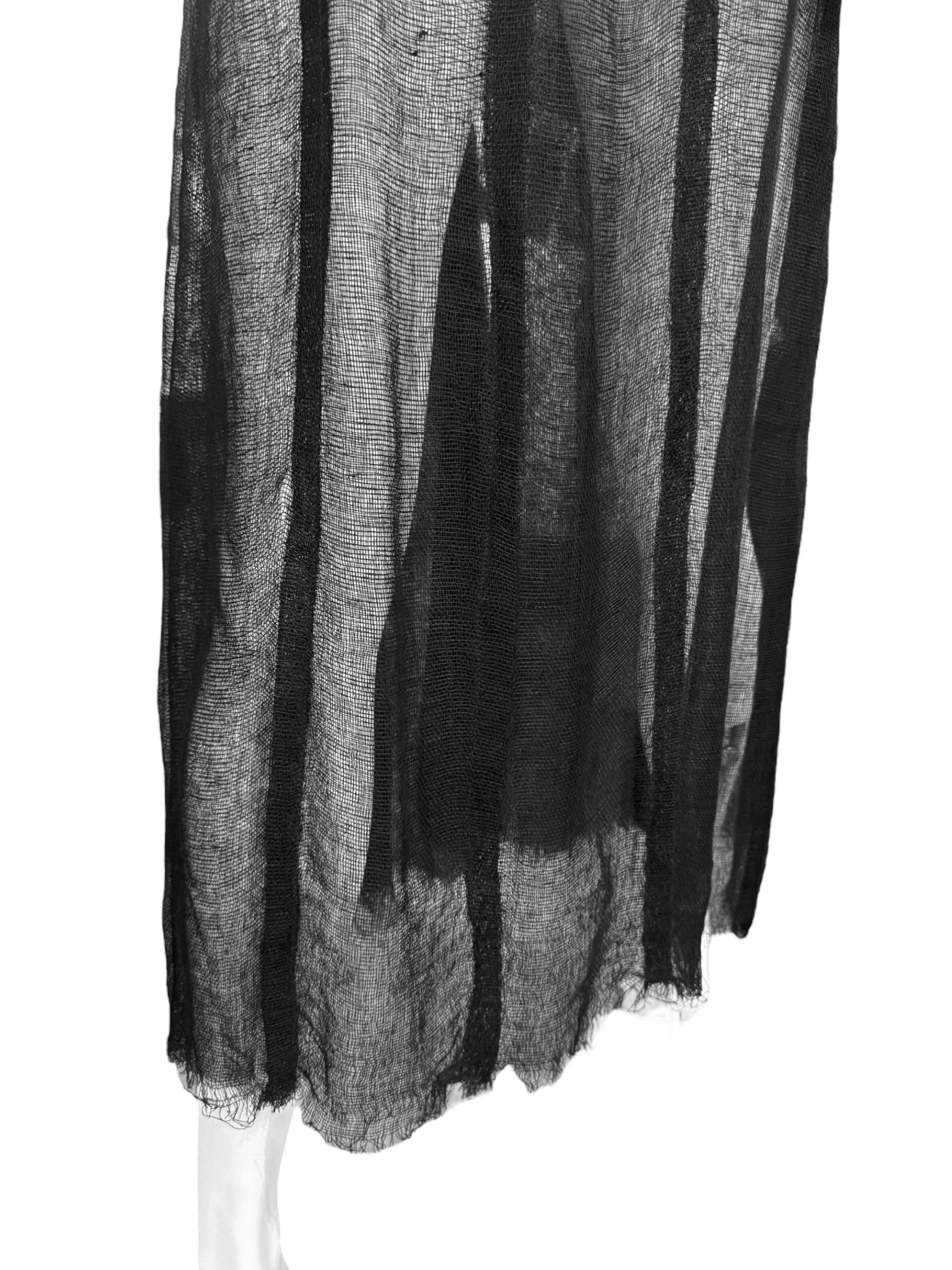 PLEIN SUD FAYÇAL AMOR ss1993 SCHWARZER RAW JUTE MAXI COAT im Angebot 8