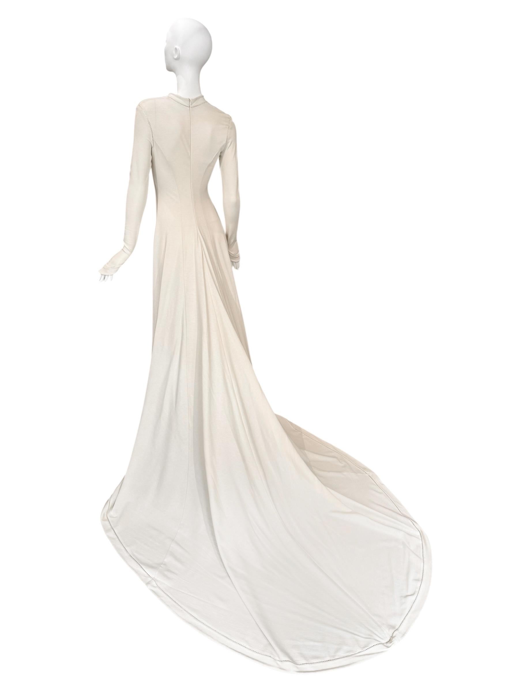 PLEIN SUD FAYÇAL AMOR ss1993 CREAM PICOT STITCHING BRIDAL GOWN im Angebot 7