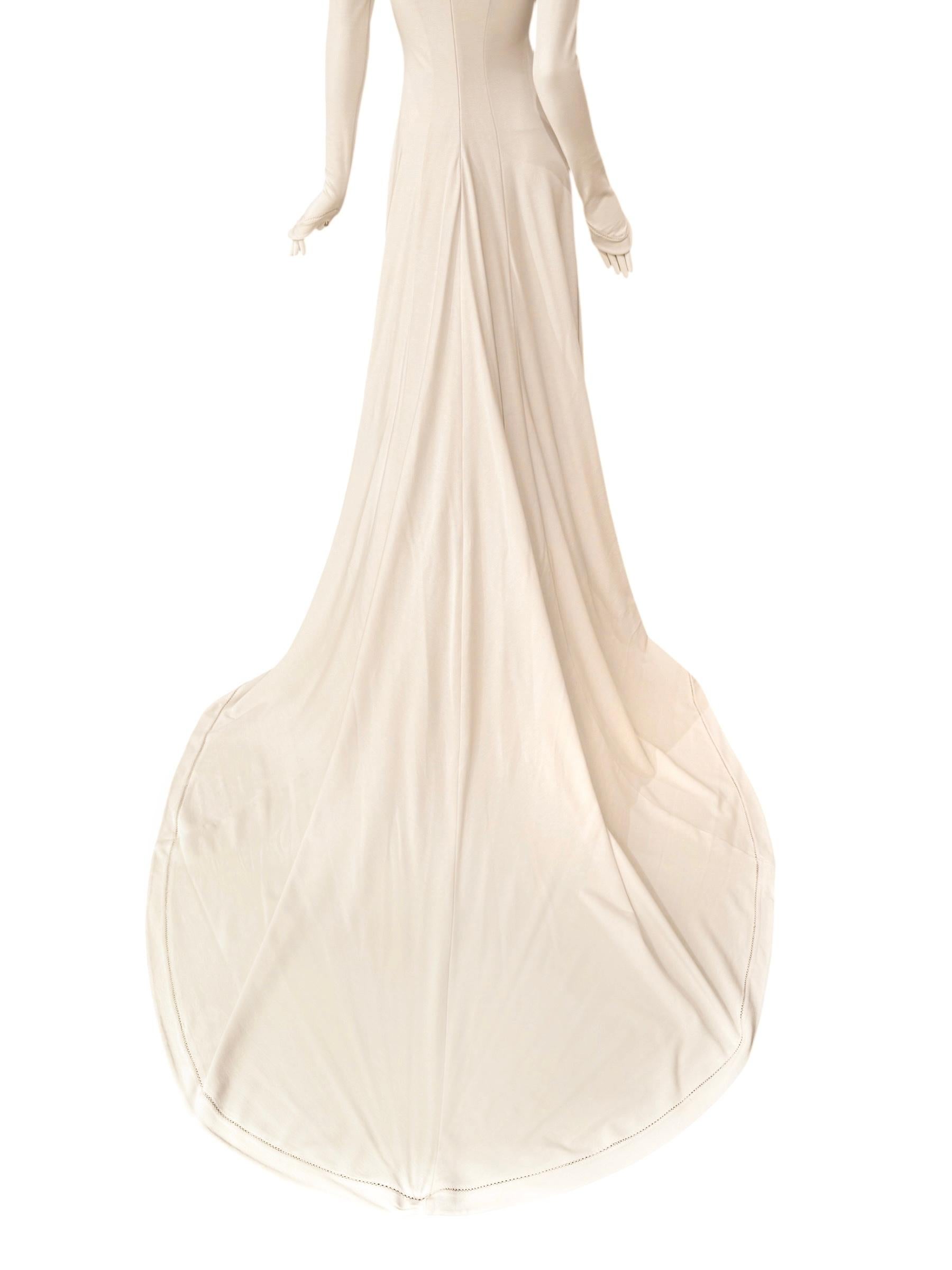 PLEIN SUD FAYÇAL AMOR ss1993 CREAM PICOT STITCHING BRIDAL GOWN im Angebot 10