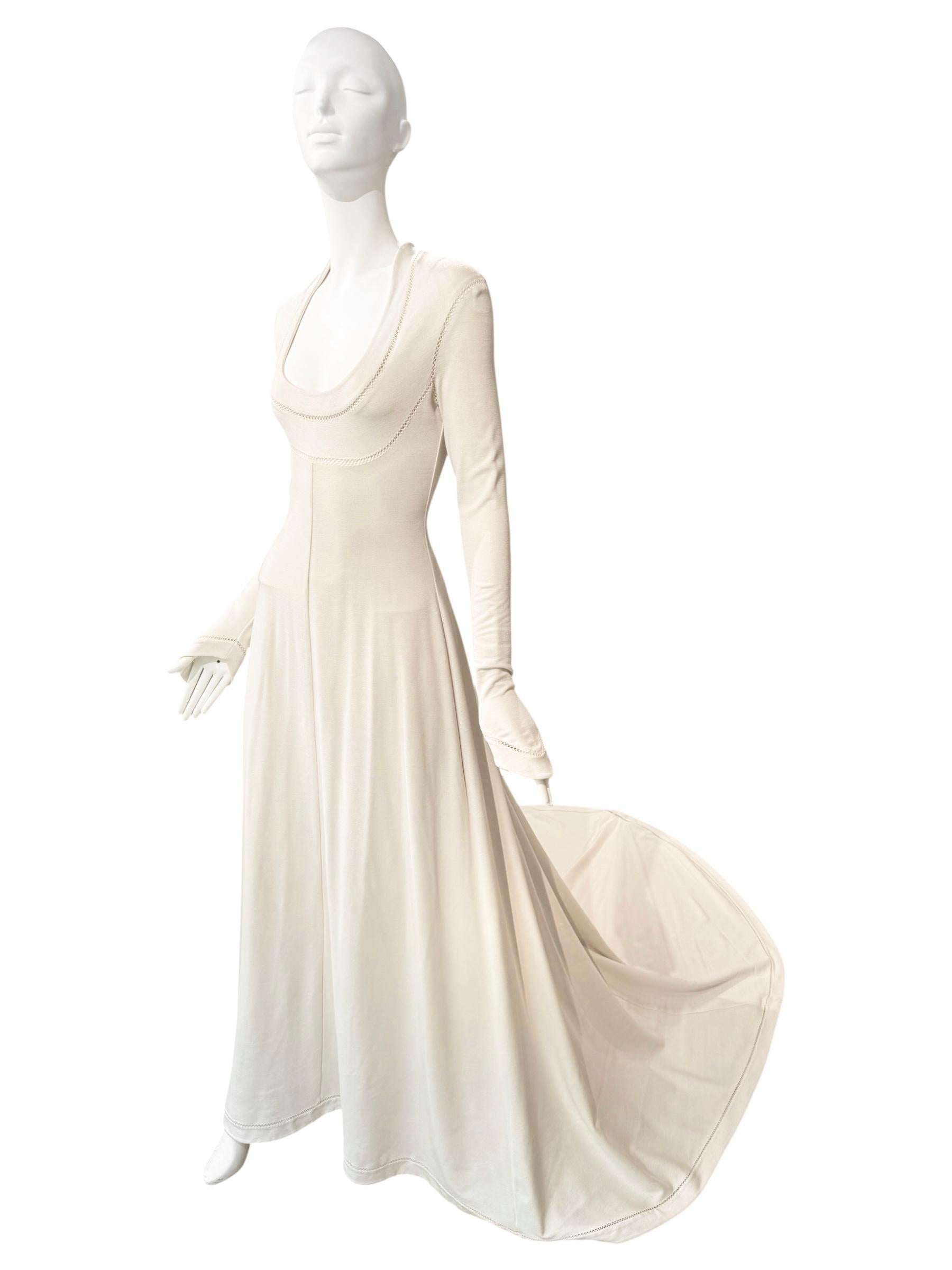 PLEIN SUD FAYÇAL AMOR ss1993 CREAM PICOT STITCHING BRIDAL GOWN für Damen oder Herren im Angebot