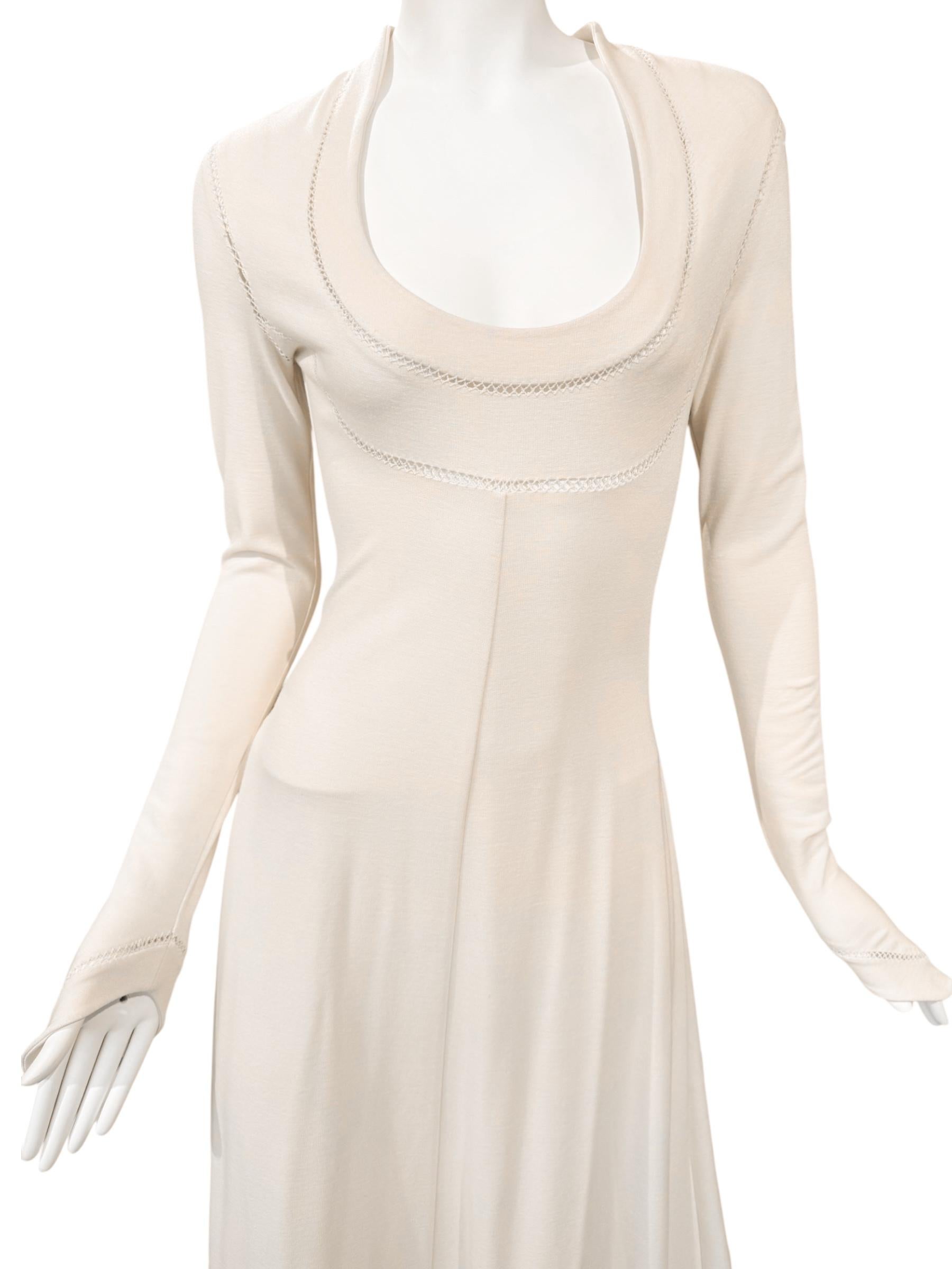 PLEIN SUD FAYÇAL AMOR ss1993 CREAM PICOT STITCHING BRIDAL GOWN im Angebot 1