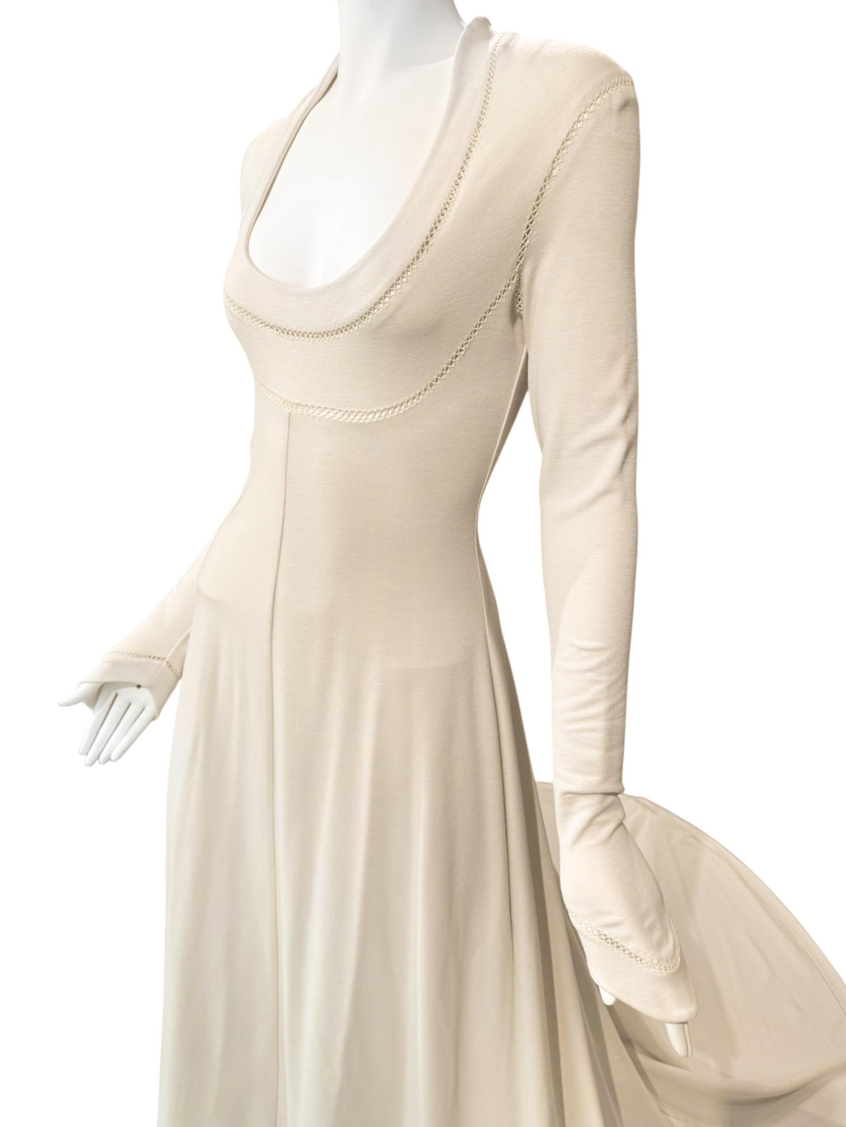 PLEIN SUD FAYÇAL AMOR ss1993 CREAM PICOT STITCHING BRIDAL GOWN im Angebot 3
