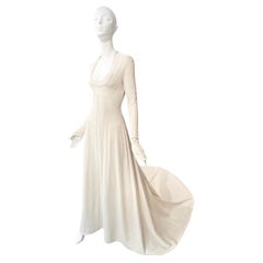 PLEIN SUD FAYÇAL AMOR ss1993 CREAM PICOT STITCHING BRIDAL GOWN