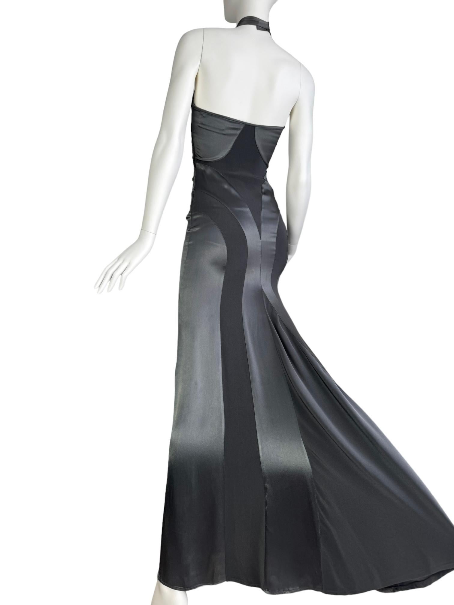PLEIN SUD FAYÇAL AMOR ss2004 ABITO MAXI ANATOMICO IN GREGGIO METALLICO in vendita 5