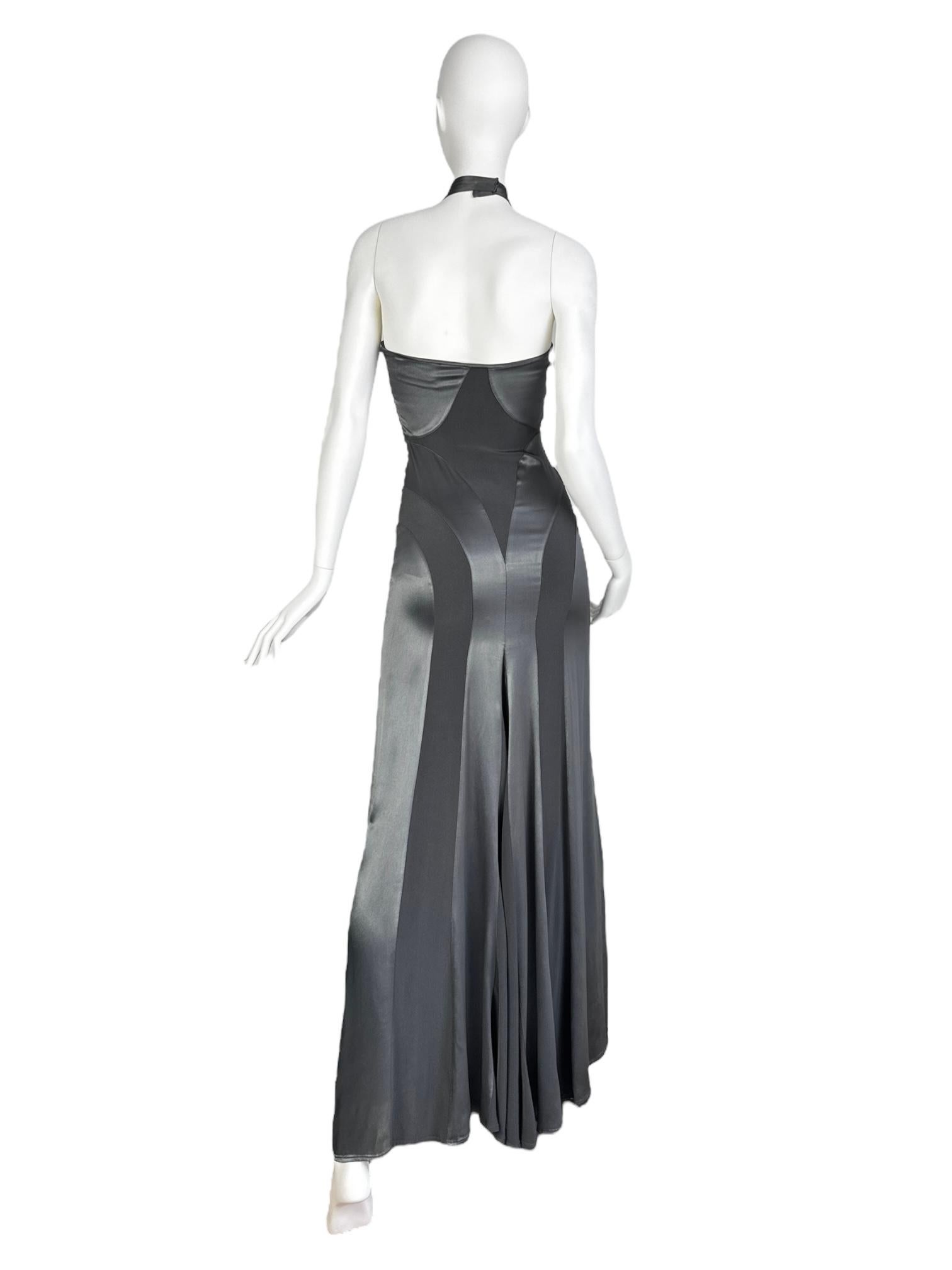 PLEIN SUD FAYÇAL AMOR ss2004 ABITO MAXI ANATOMICO IN GREGGIO METALLICO in vendita 6
