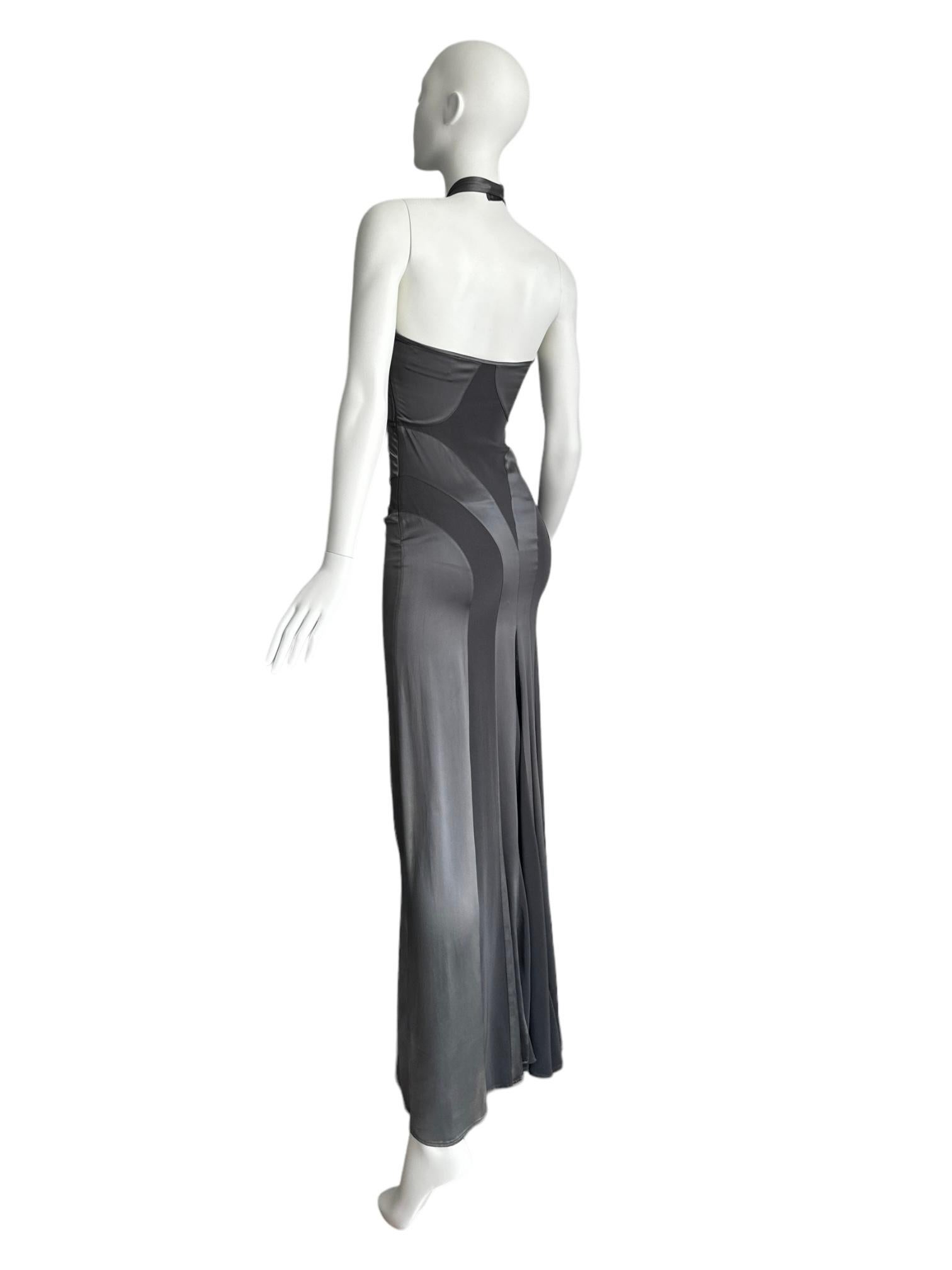 PLEIN SUD FAYÇAL AMOR ss2004 ABITO MAXI ANATOMICO IN GREGGIO METALLICO in vendita 7