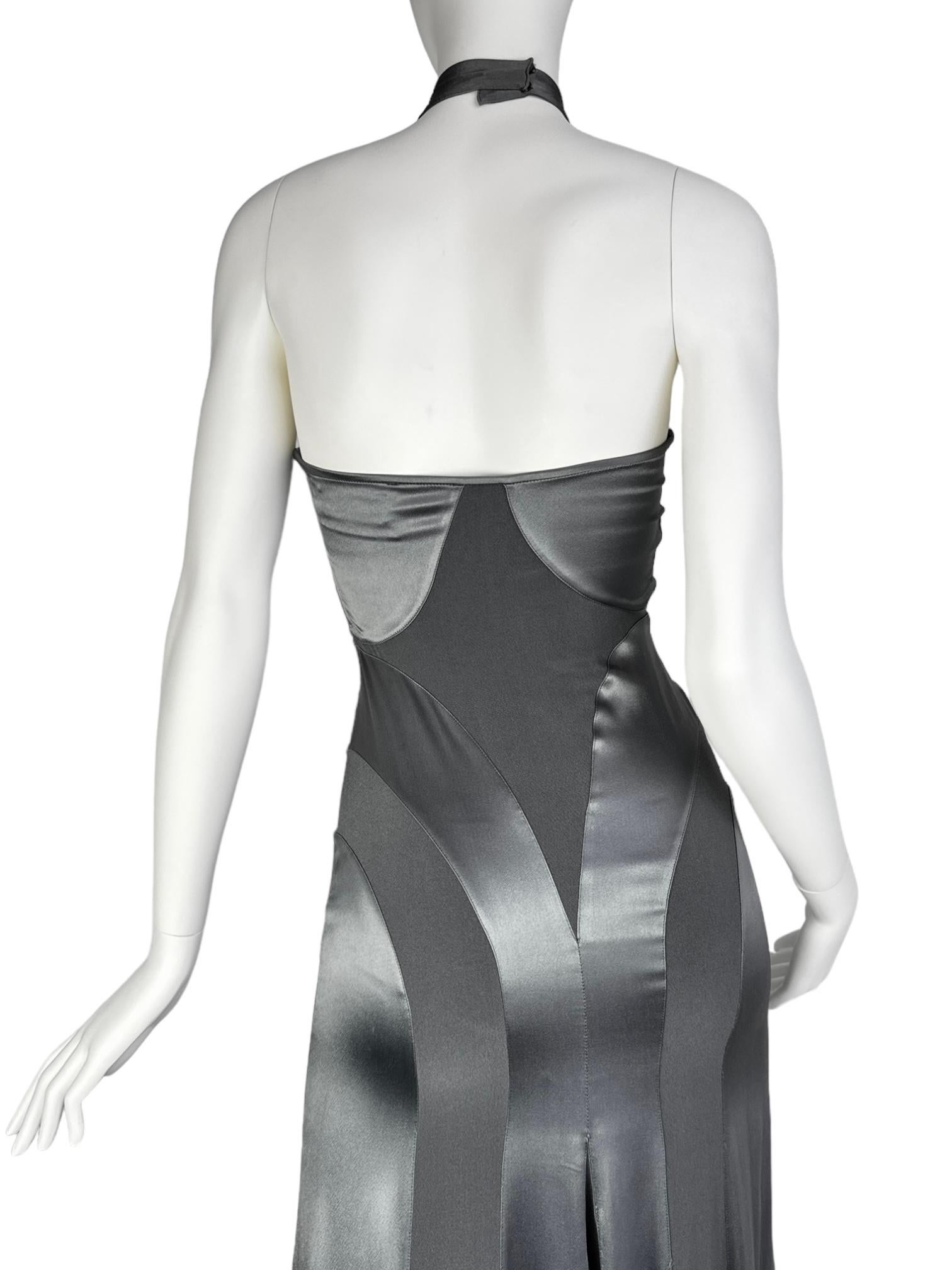 PLEIN SUD FAYÇAL AMOR ss2004 ABITO MAXI ANATOMICO IN GREGGIO METALLICO in vendita 8