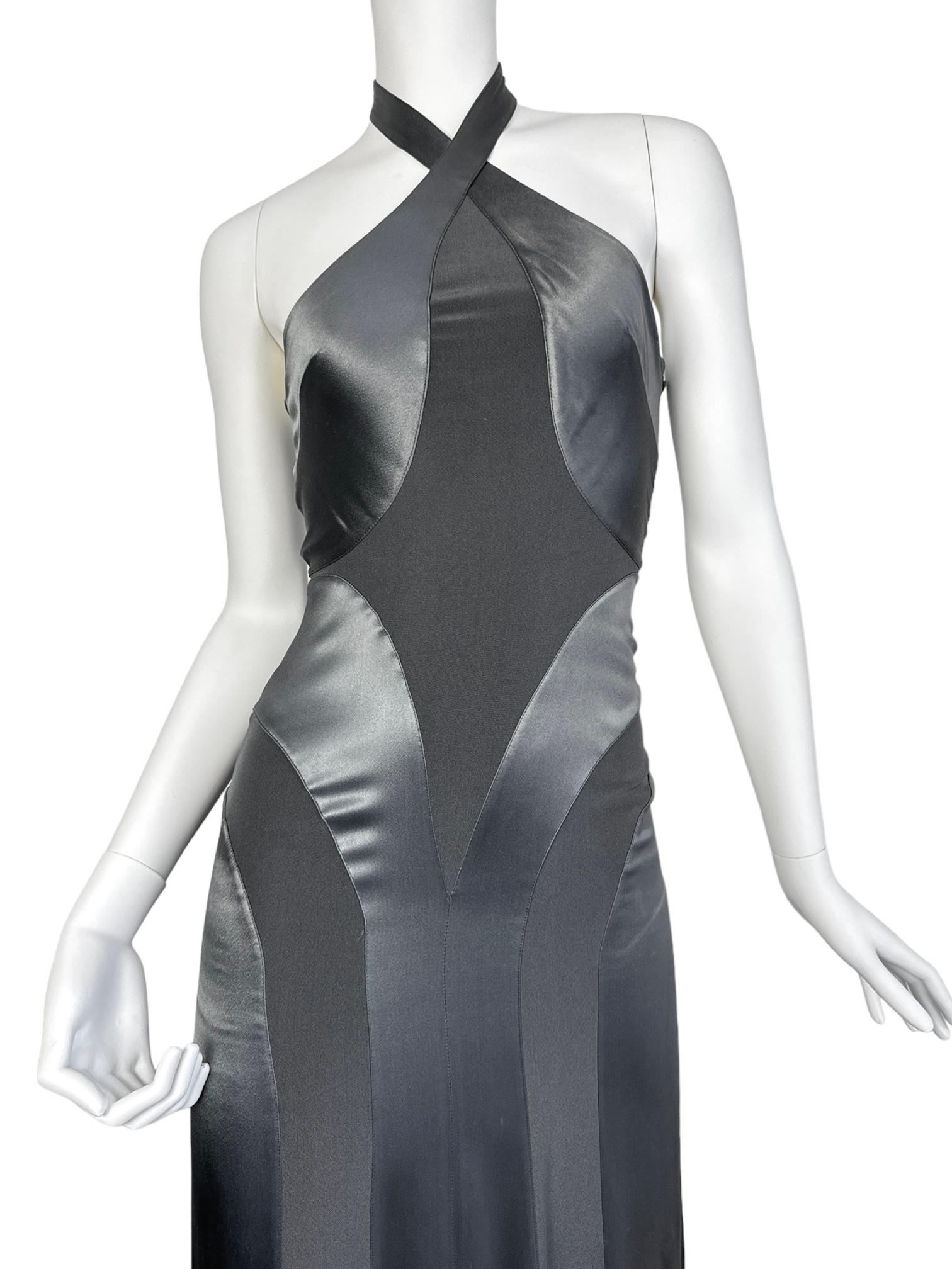 PLEIN SUD FAYÇAL AMOR ss2004 ABITO MAXI ANATOMICO IN GREGGIO METALLICO in vendita 1
