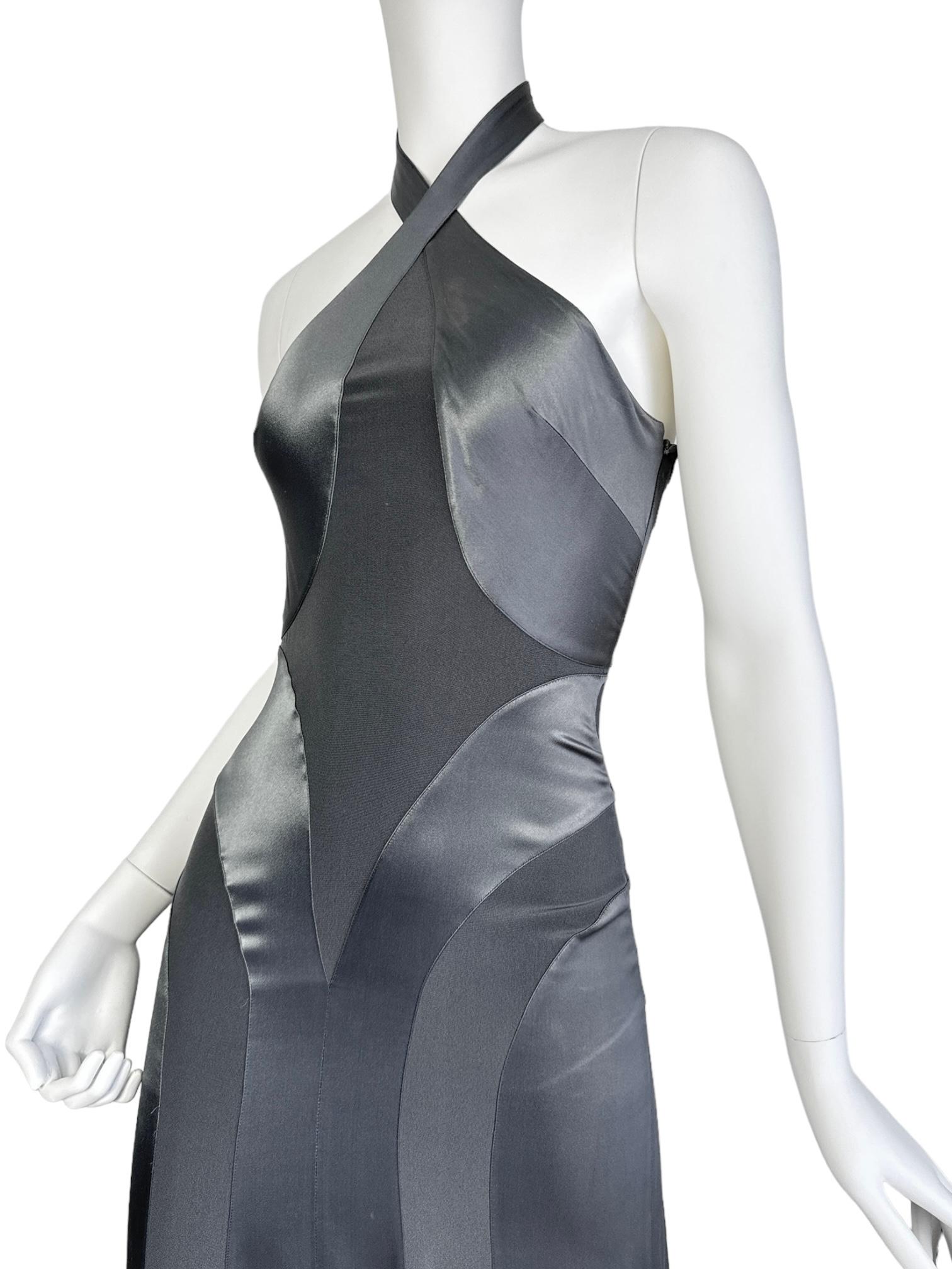 PLEIN SUD FAYÇAL AMOR ss2004 ABITO MAXI ANATOMICO IN GREGGIO METALLICO in vendita 2