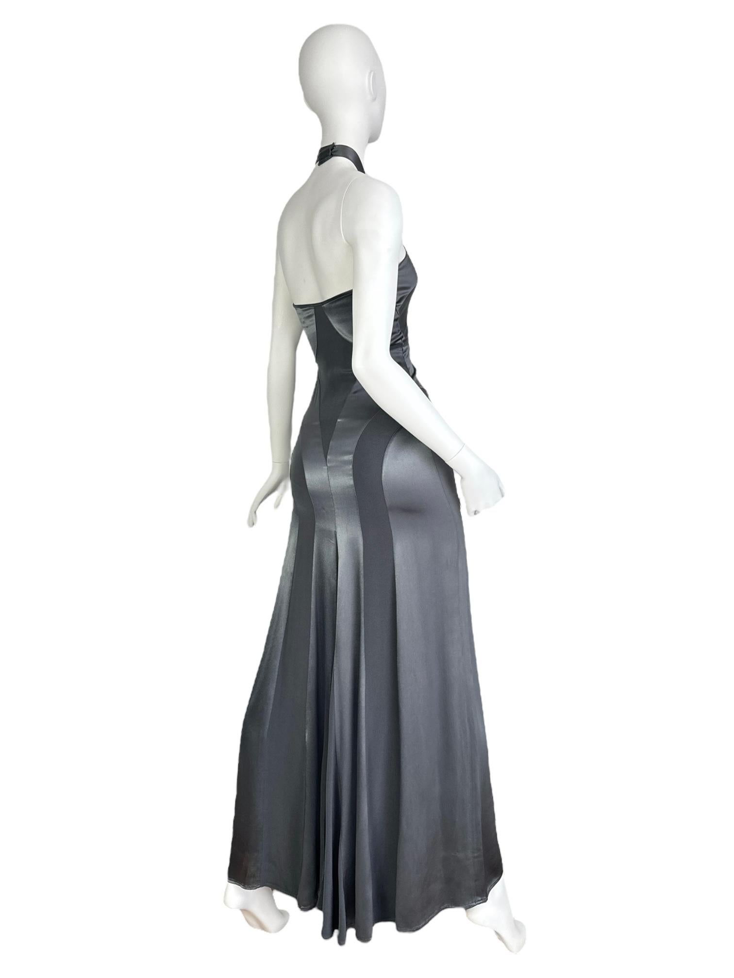 PLEIN SUD FAYÇAL AMOR ss2004 ABITO MAXI ANATOMICO IN GREGGIO METALLICO in vendita 4