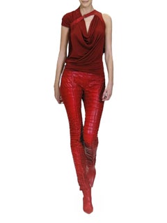 PLEIN SUD FAYÇAL AMOR ss2004 RED LAMB LEATHER DARTED PANTS