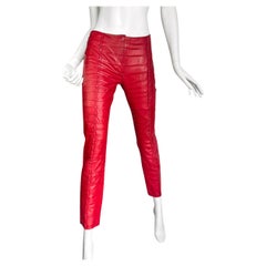 PLEIN SUD FAYÇAL AMOR ss2004 RED LAMB LEATHER DARTED PANTS