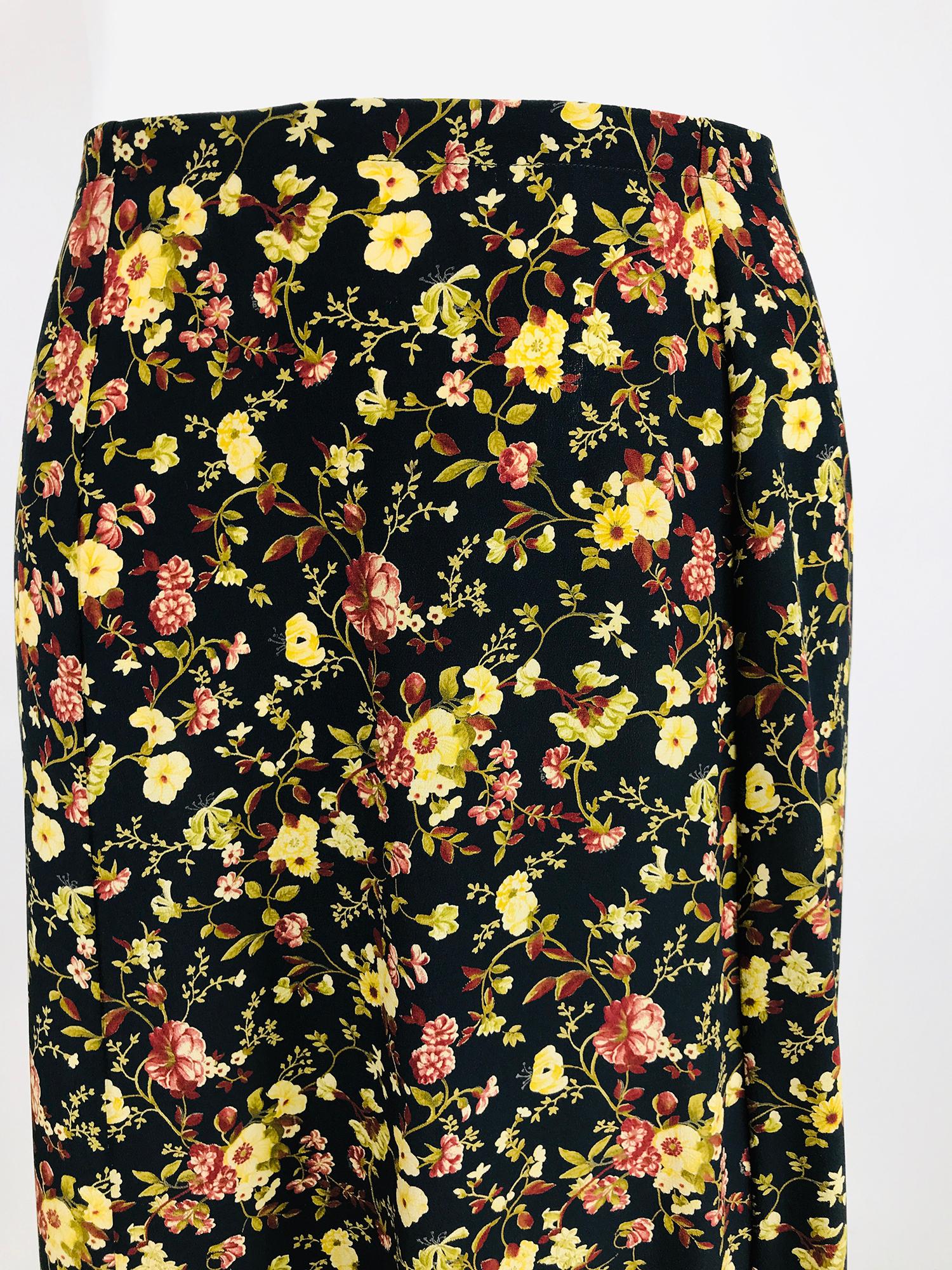 Plein Sud Floral Silk Prairie Maxi Skirt with Gold Hem  2