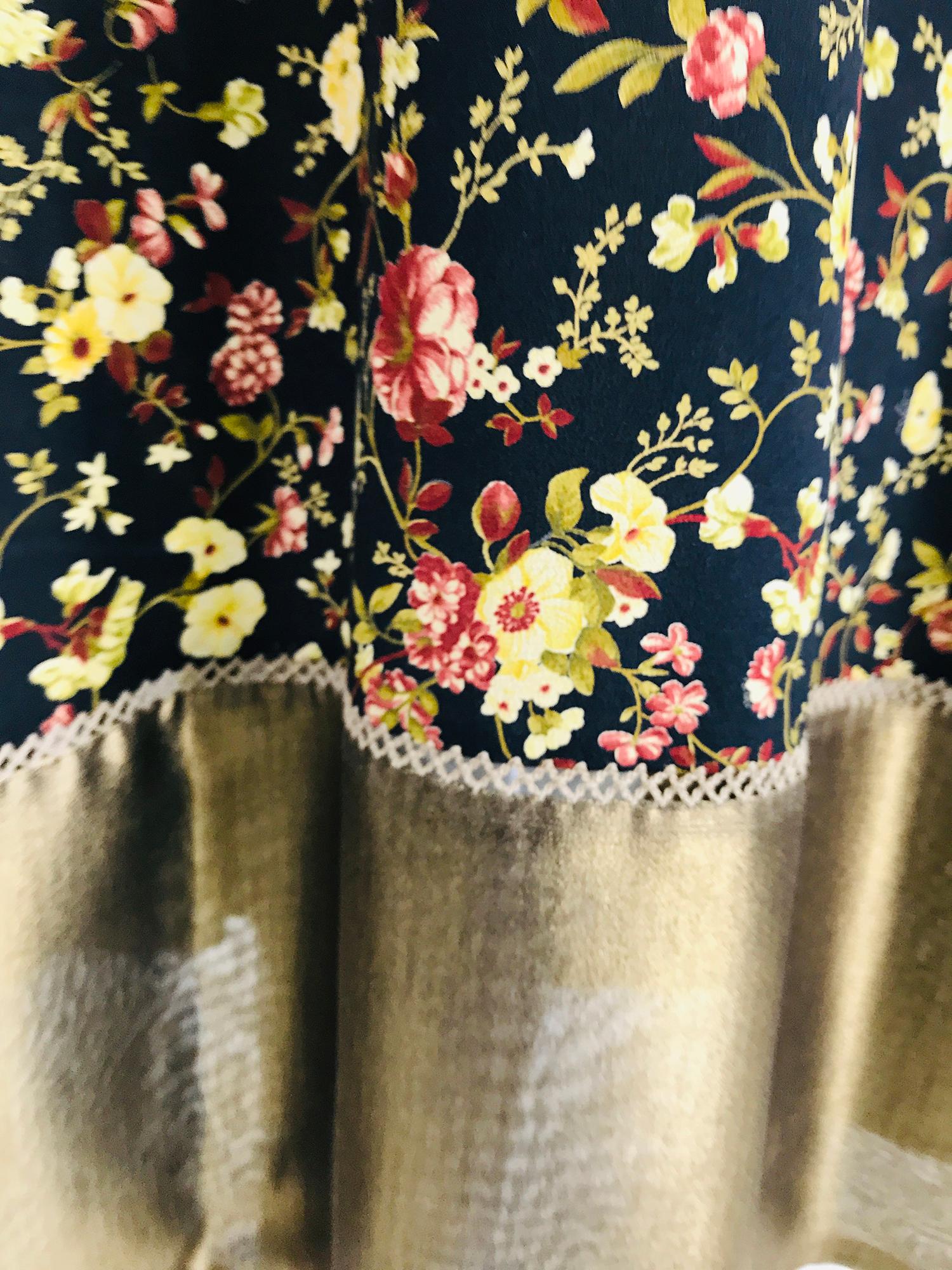 Plein Sud Floral Silk Prairie Maxi Skirt with Gold Hem  3