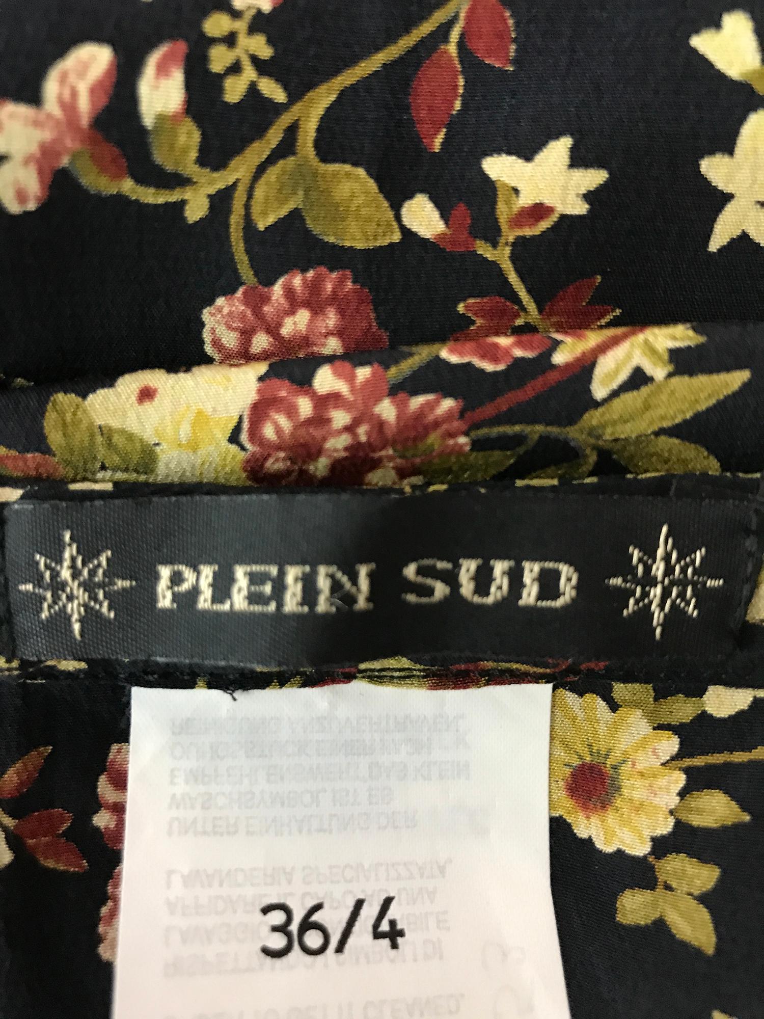 Plein Sud Floral Silk Prairie Maxi Skirt with Gold Hem  4