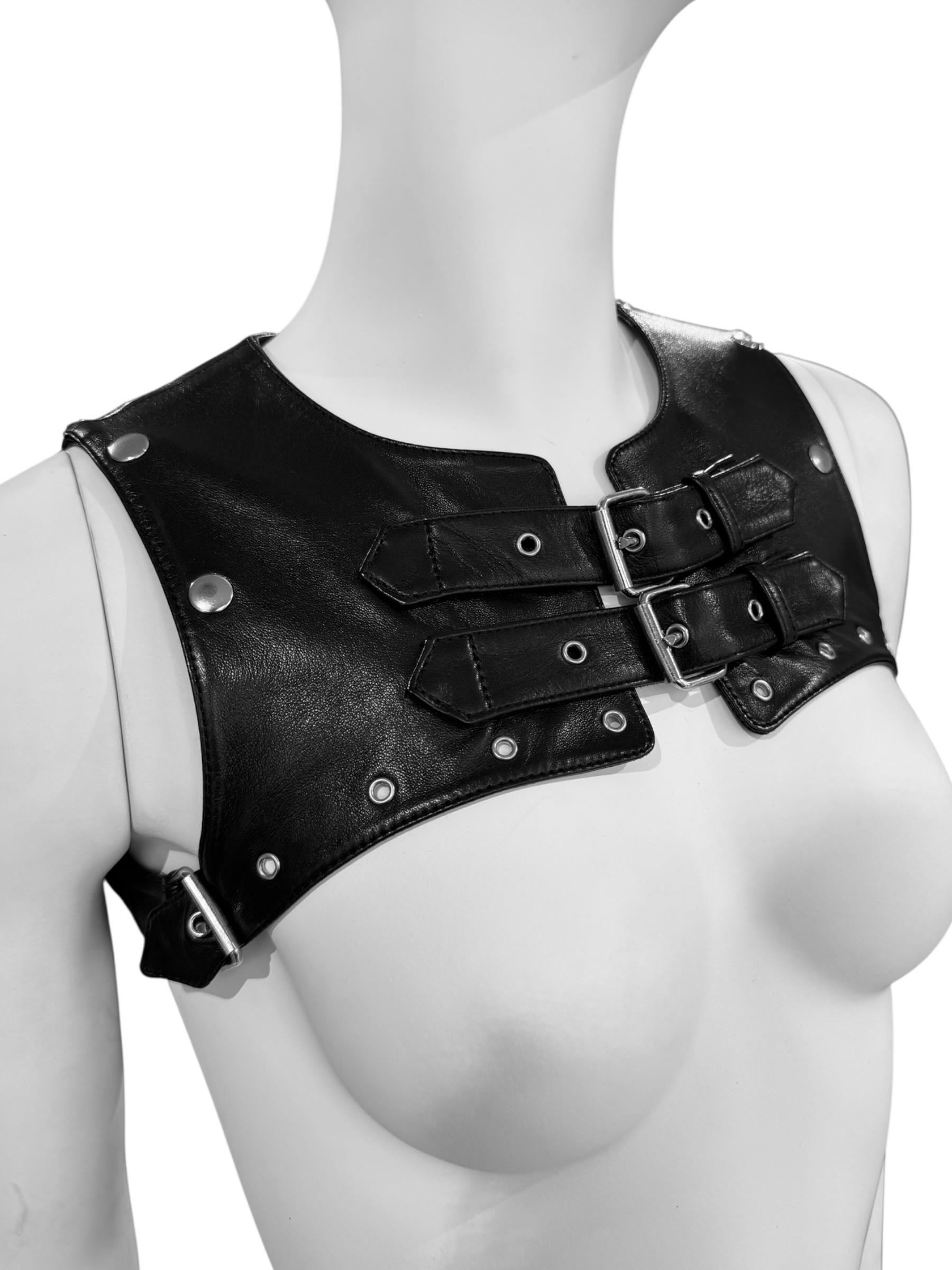 Plein Sud fw2002 BONDAGE HAR in PELLE NERA in vendita 1