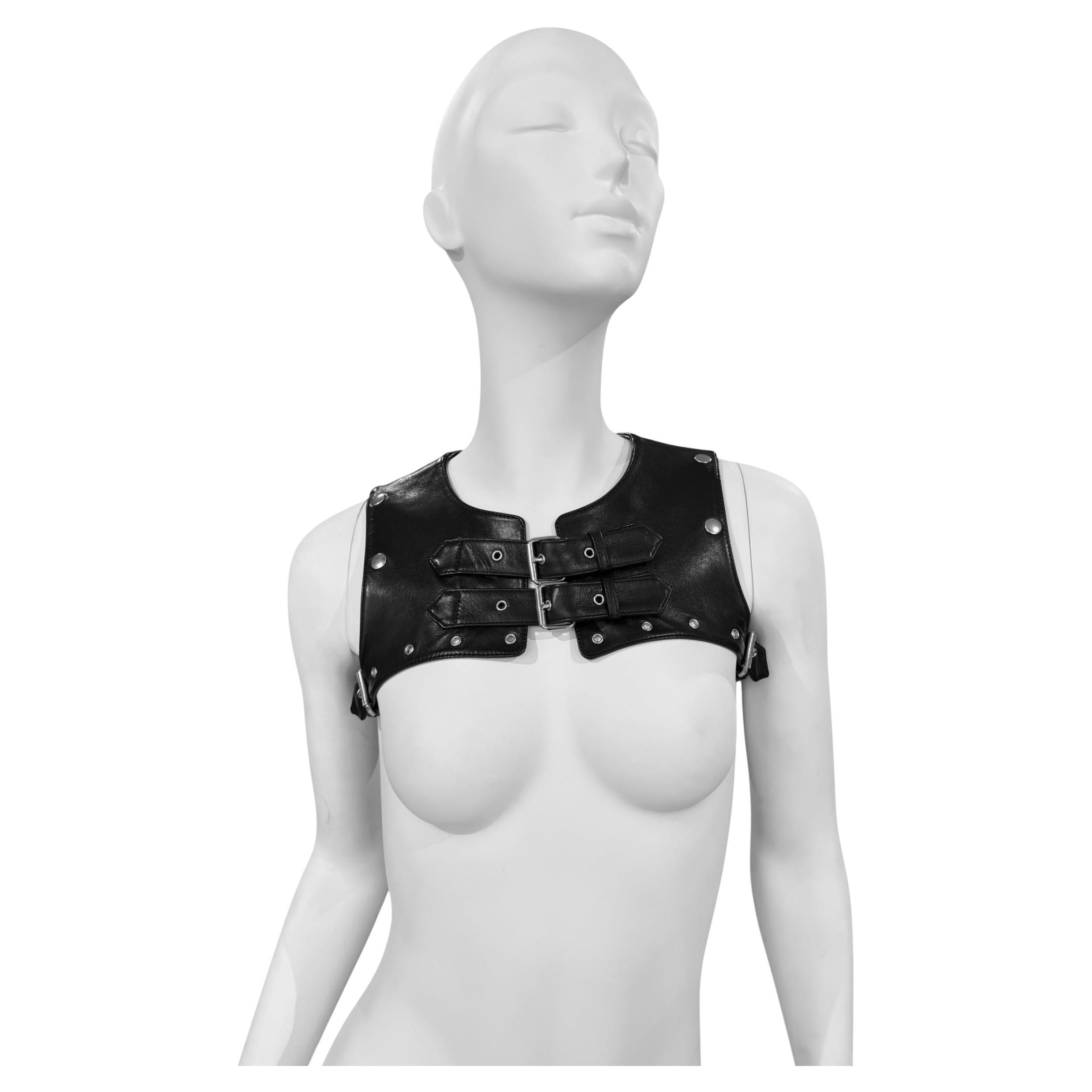 Plein Sud fw2002 BONDAGE HAR in PELLE NERA in vendita