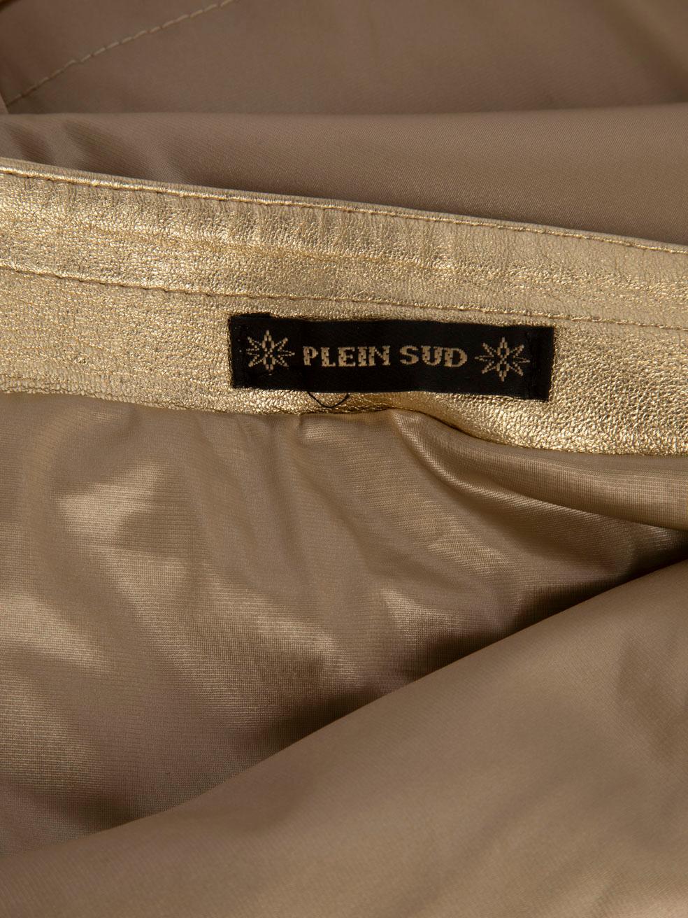 Plein Sud Mini falda dorada con detalle envolvente Talla S en Excelente estado para la venta en London, GB