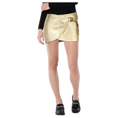 Plein Sud Gold Mini Wrap Detail Skirt Size S