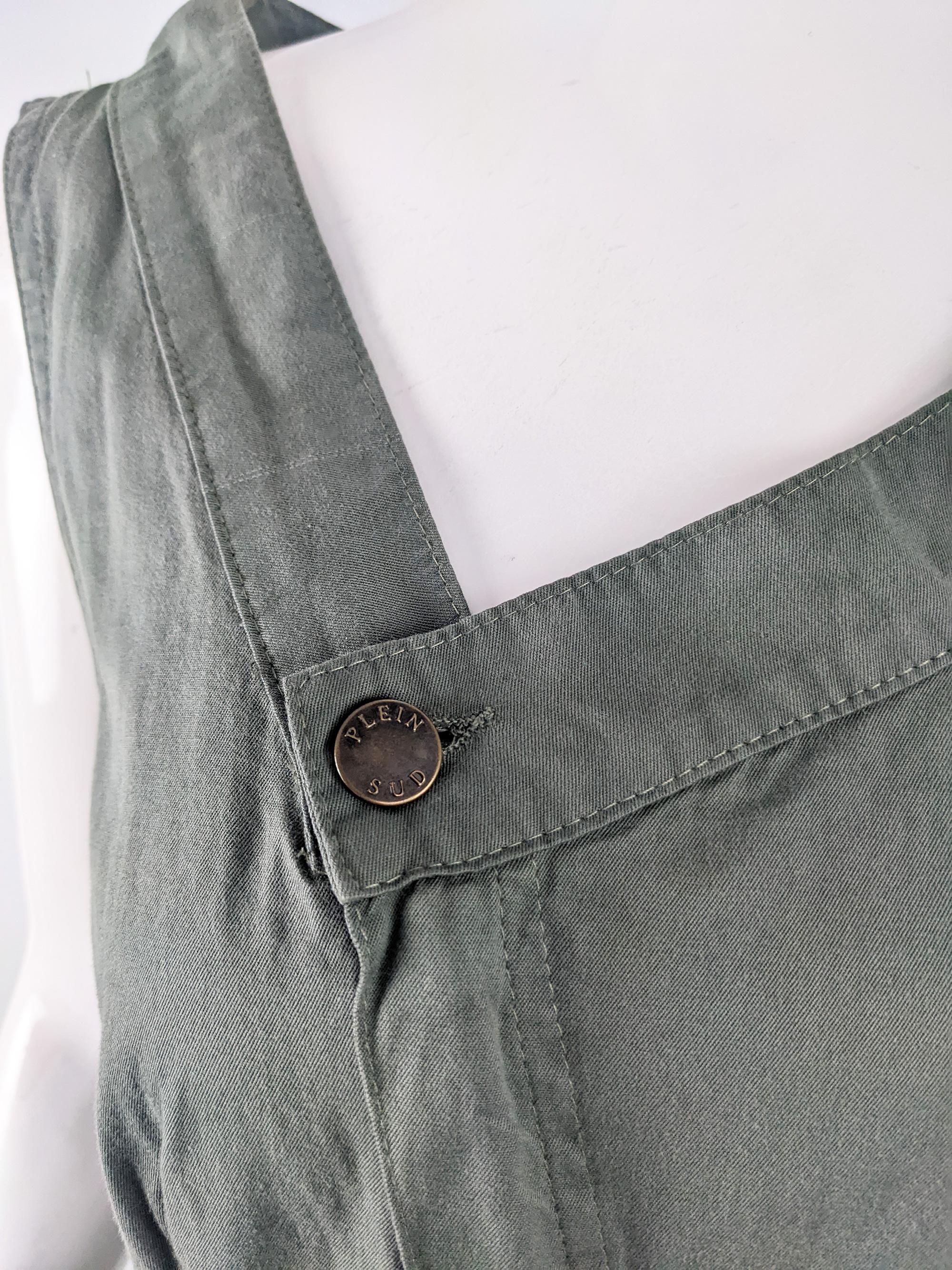 Women's Plein Sud Jeans Vintage Khaki Green Asymmetric Avant Garde Dress, 1990s For Sale