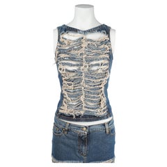 Set a due pezzi in denim effetto consumato Y2K di Plein Sud Jeans, indossato da Mary J. Blige, taglia S