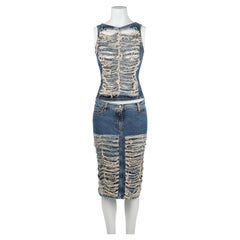 Set a due pezzi in denim effetto consumato Y2K di Plein Sud Jeans, indossato da Mary J. Blige, taglia S