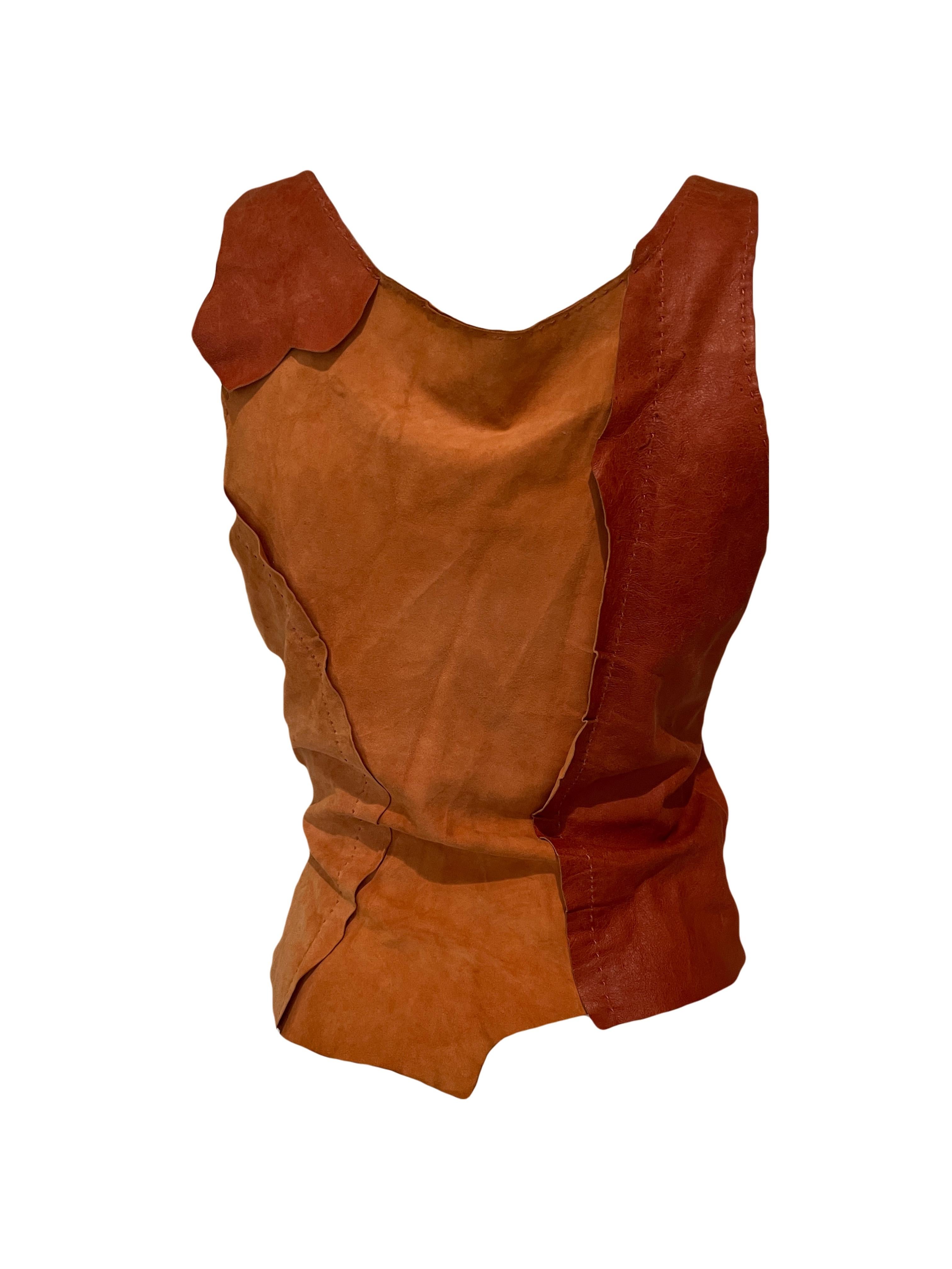 Brown PLEIN SUD leather vest