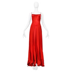 Plein Sud Rotes Kleid mit schräg geschnittenen Bändern und Satineinsätzen