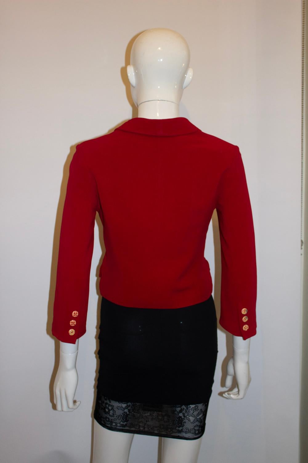 Plein Sud Red Jacket with Wonderful Buttons In Good Condition For Sale In London, GB