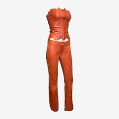 Plein Sud S/S 2003 Red Leather Bustier and Pants Ensemble