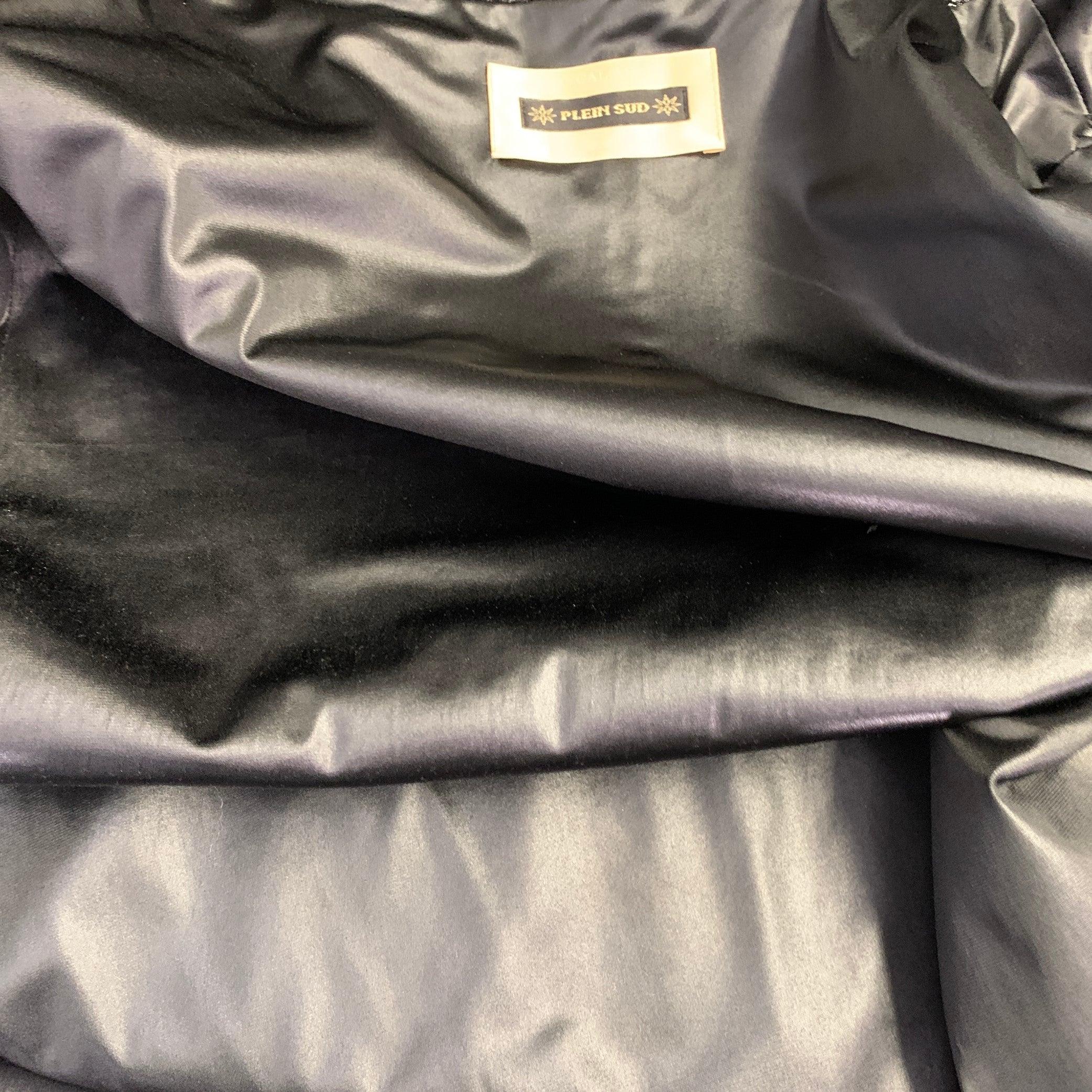 PLEIN SUD Größe 10 Schwarzer Glitzer Mantel mit Hood's aus einer Polyamidmischung im Angebot 5