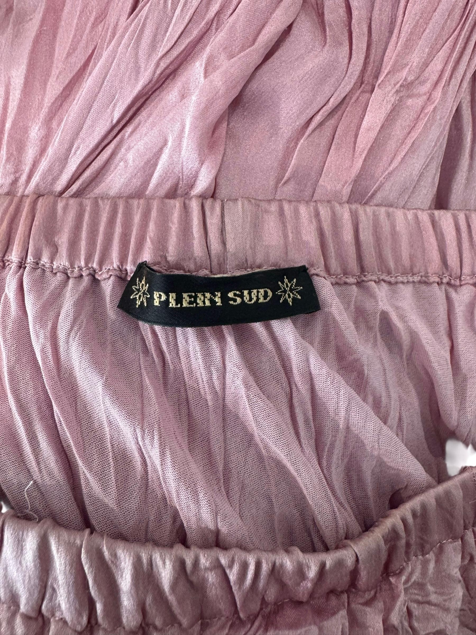 PLEIN SUD ss2006 PINK CREASED SILK MAXI SKIRT in vendita 4