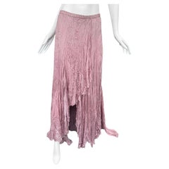 PLEIN SUD ss2006 PINK CREASED SILK MAXI SKIRT
